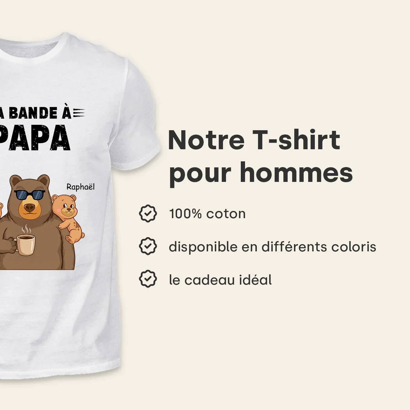 T-shirt Personnalisé “Ours” pour Papa avec Noms - Image 9