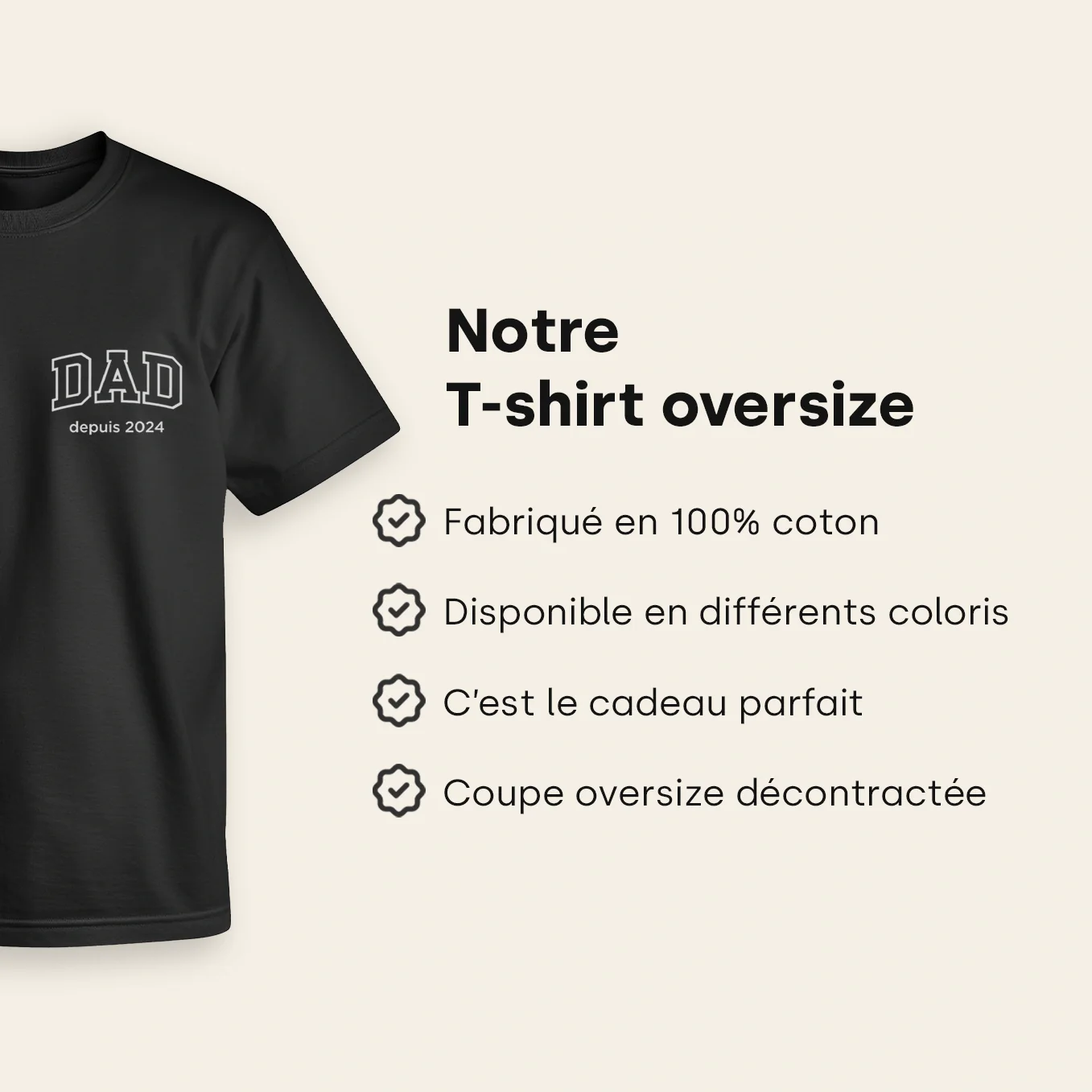 T-shirts Oversize Personnalisés en Look Associé Maman / Papa - Image 18