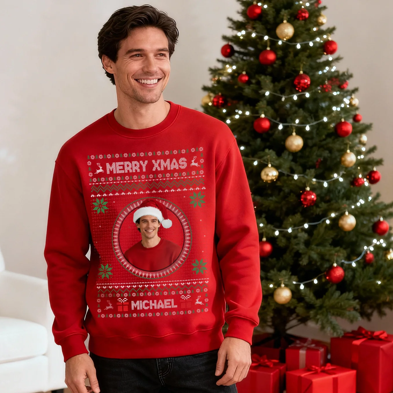 (US) Christmas Sweater “Dein Foto” - Image 2