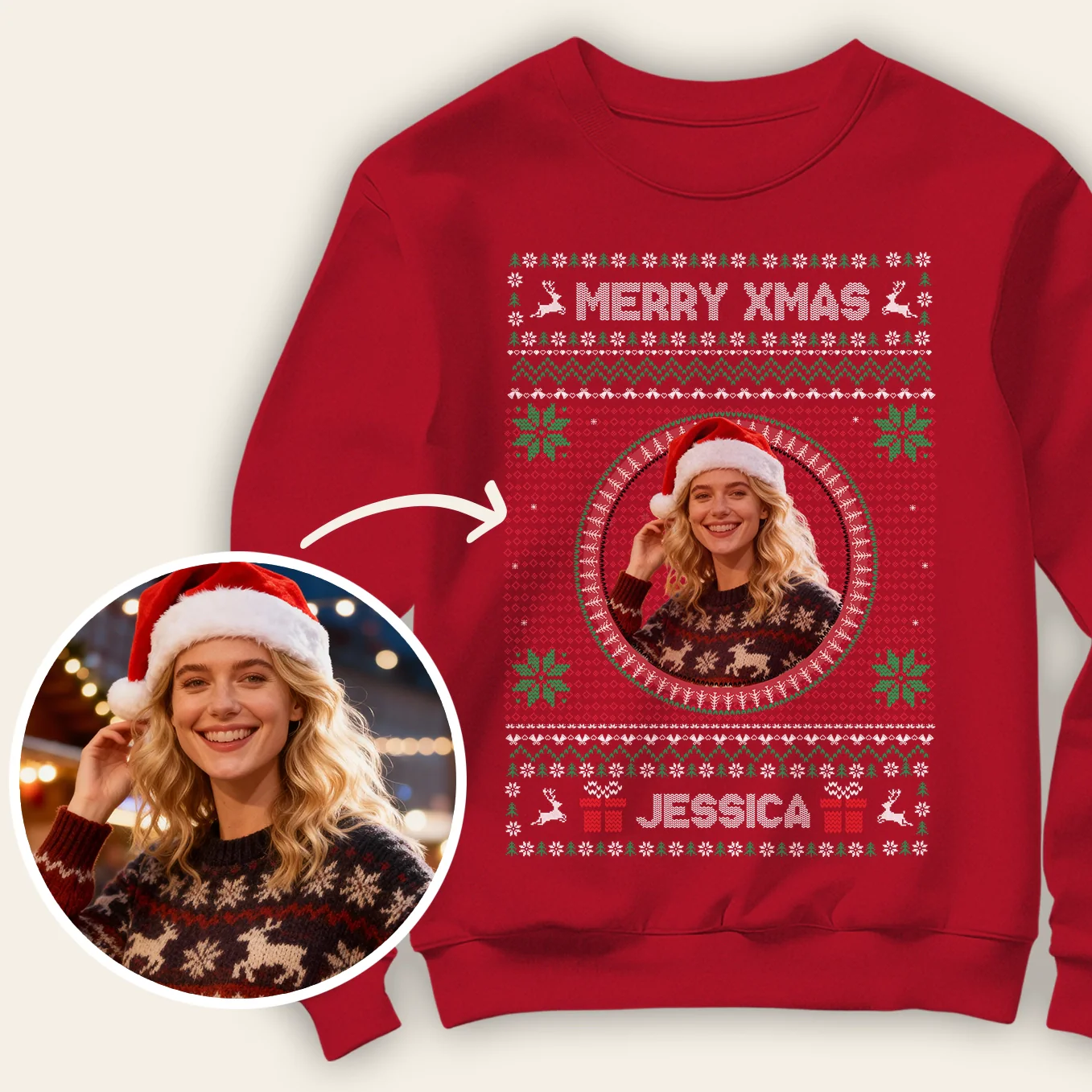 (US) Christmas Sweater “Dein Foto” - Image 4