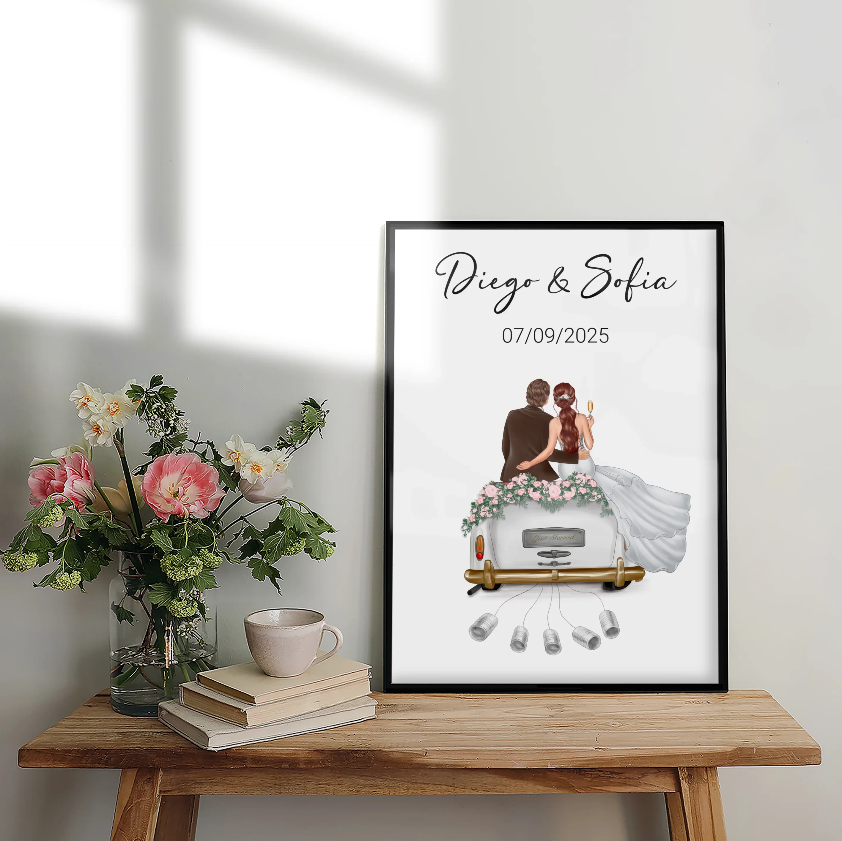(US) "Just Married" - Personalisiertes Poster als Geldgeschenk - Image 5