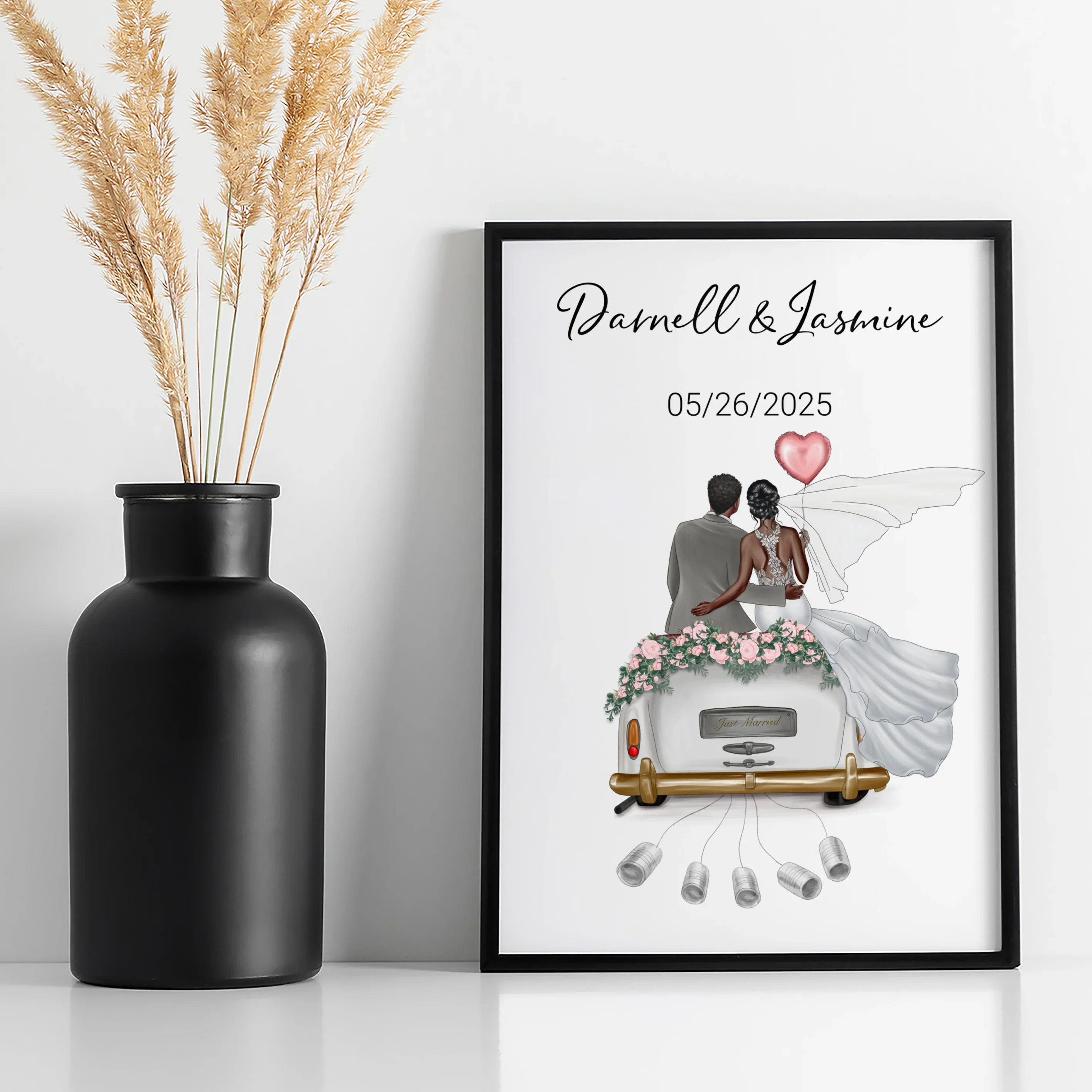 (US) "Just Married" - Personalisiertes Poster als Geldgeschenk - Image 6