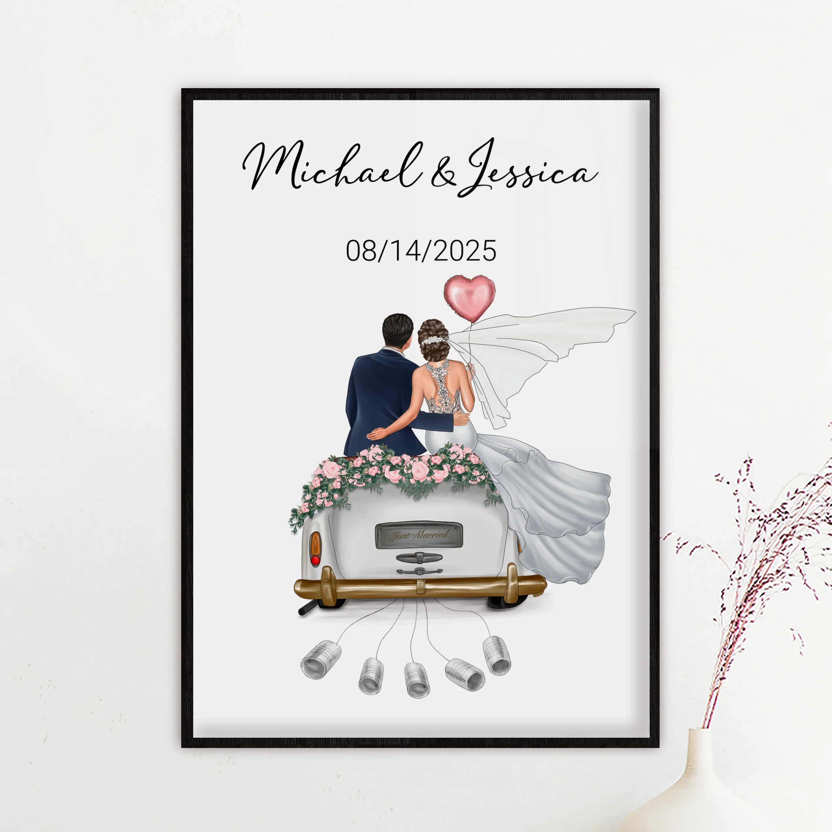 (US) "Just Married" - Personalisiertes Poster als Geldgeschenk - Image 9
