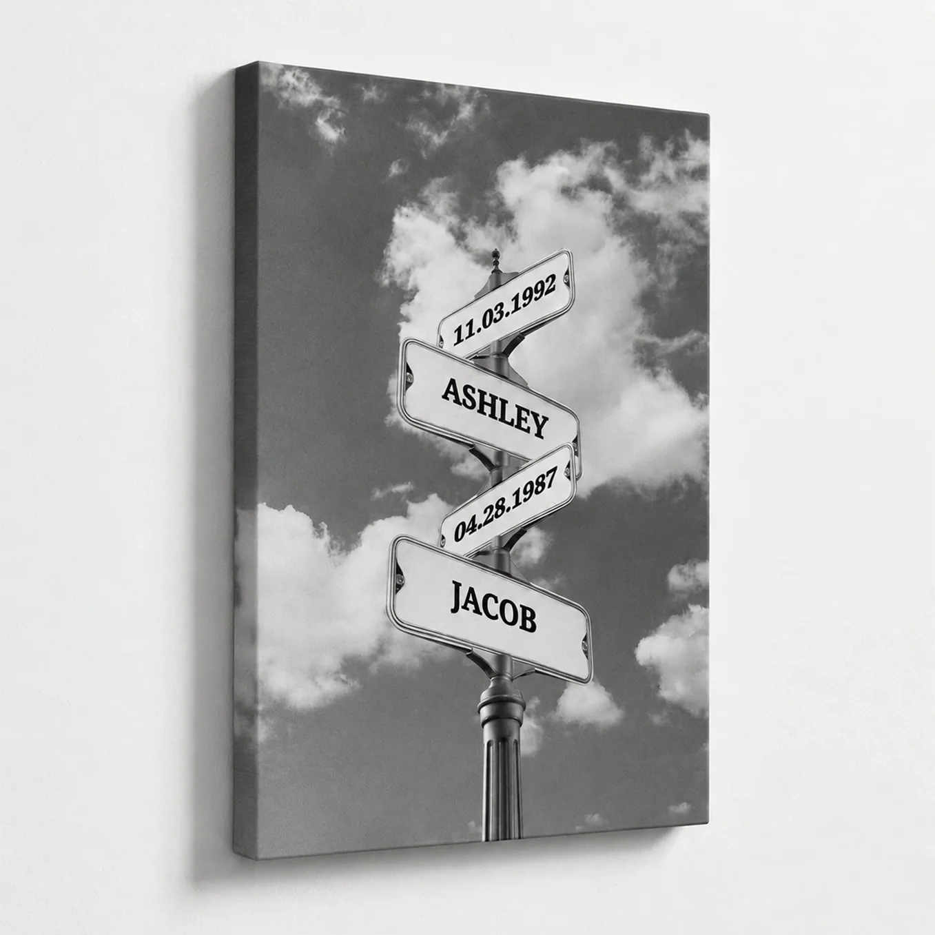 (US) Personalisierte Leinwand ''Vintage Straßenschild mit Geburtsdatum''