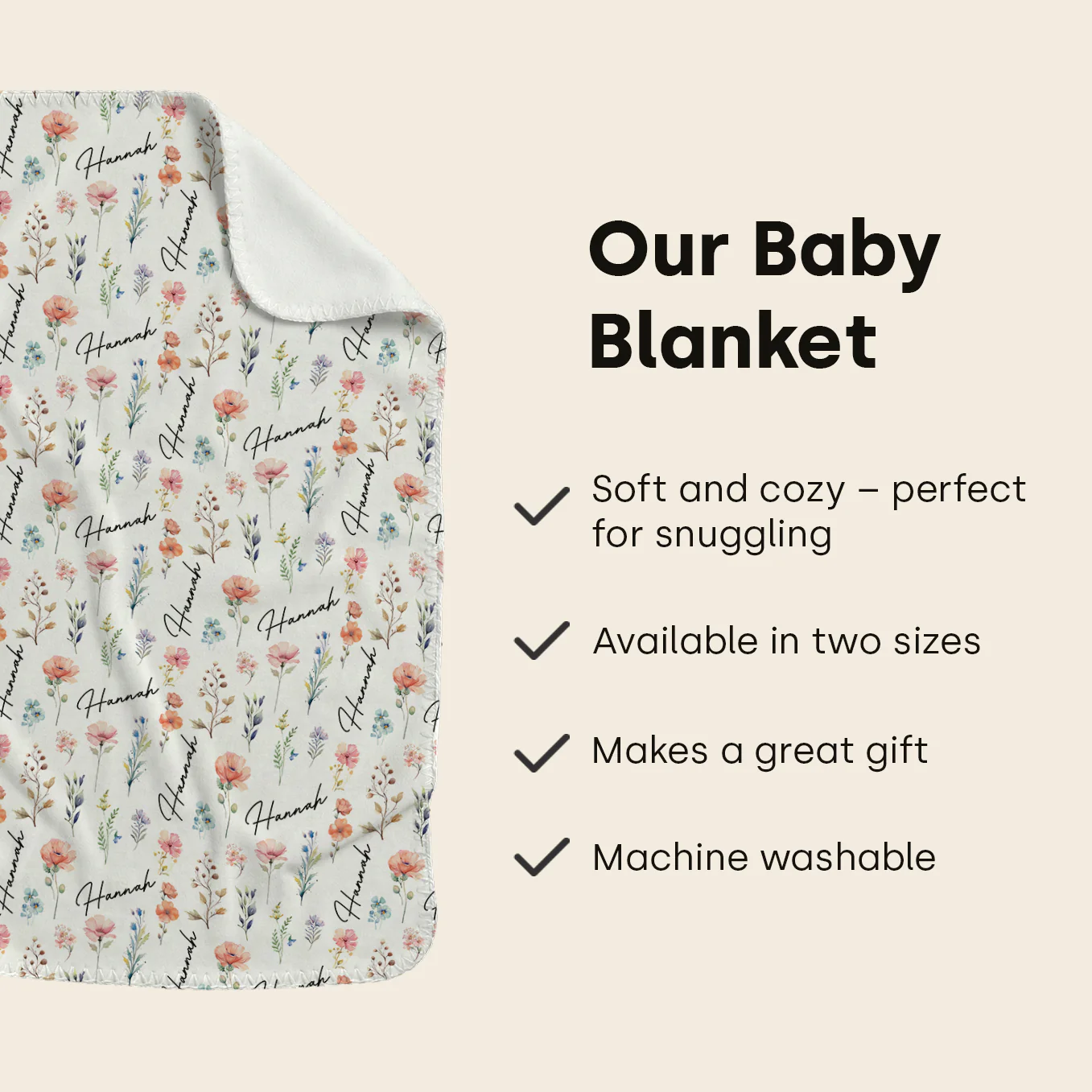(US) Personalisierte Babydecke "Blümchen" - Image 10