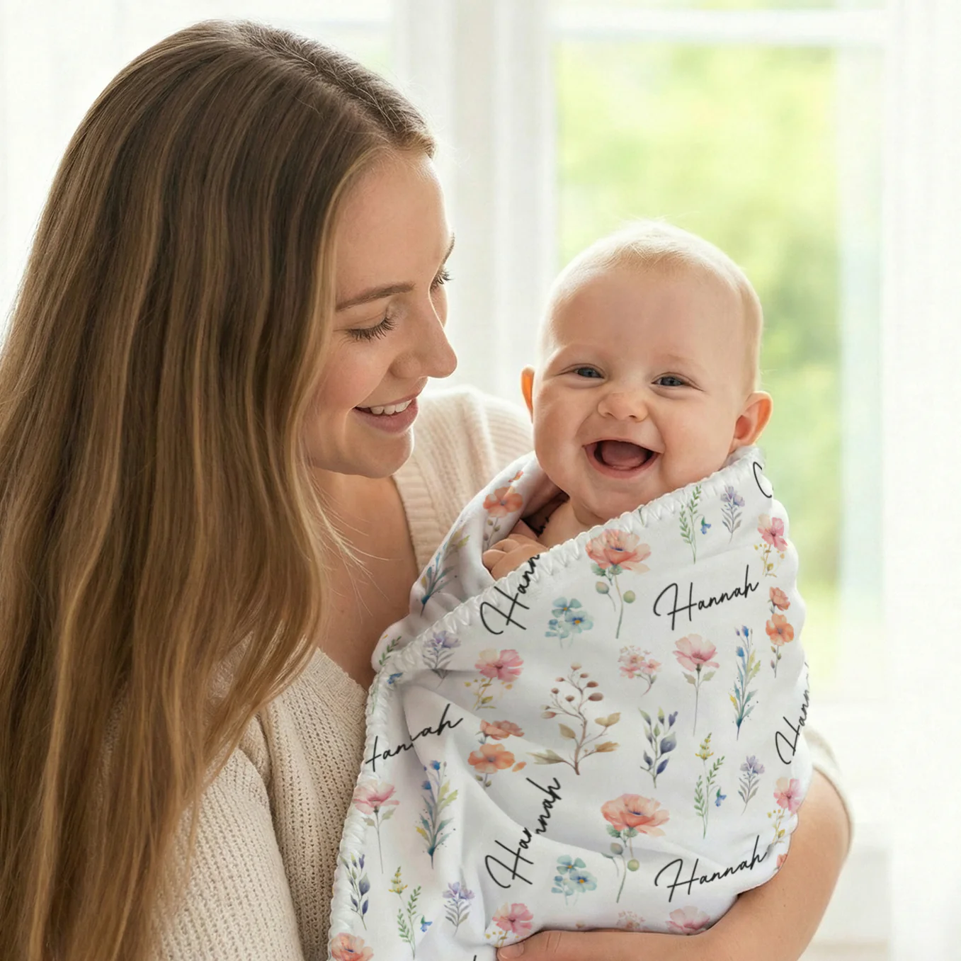(US) Personalisierte Babydecke "Blümchen" - Image 2