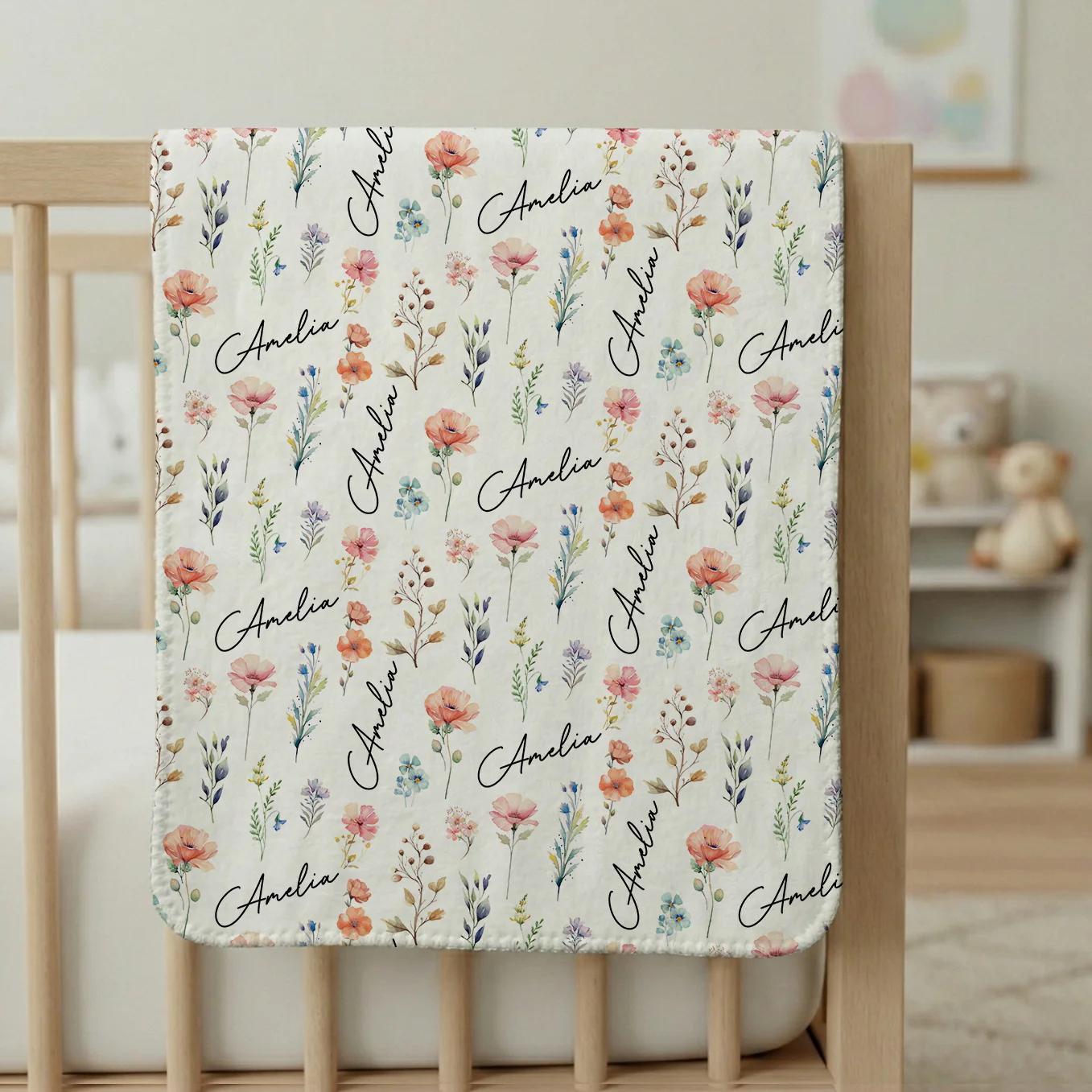 (US) Personalisierte Babydecke "Blümchen" - Image 4