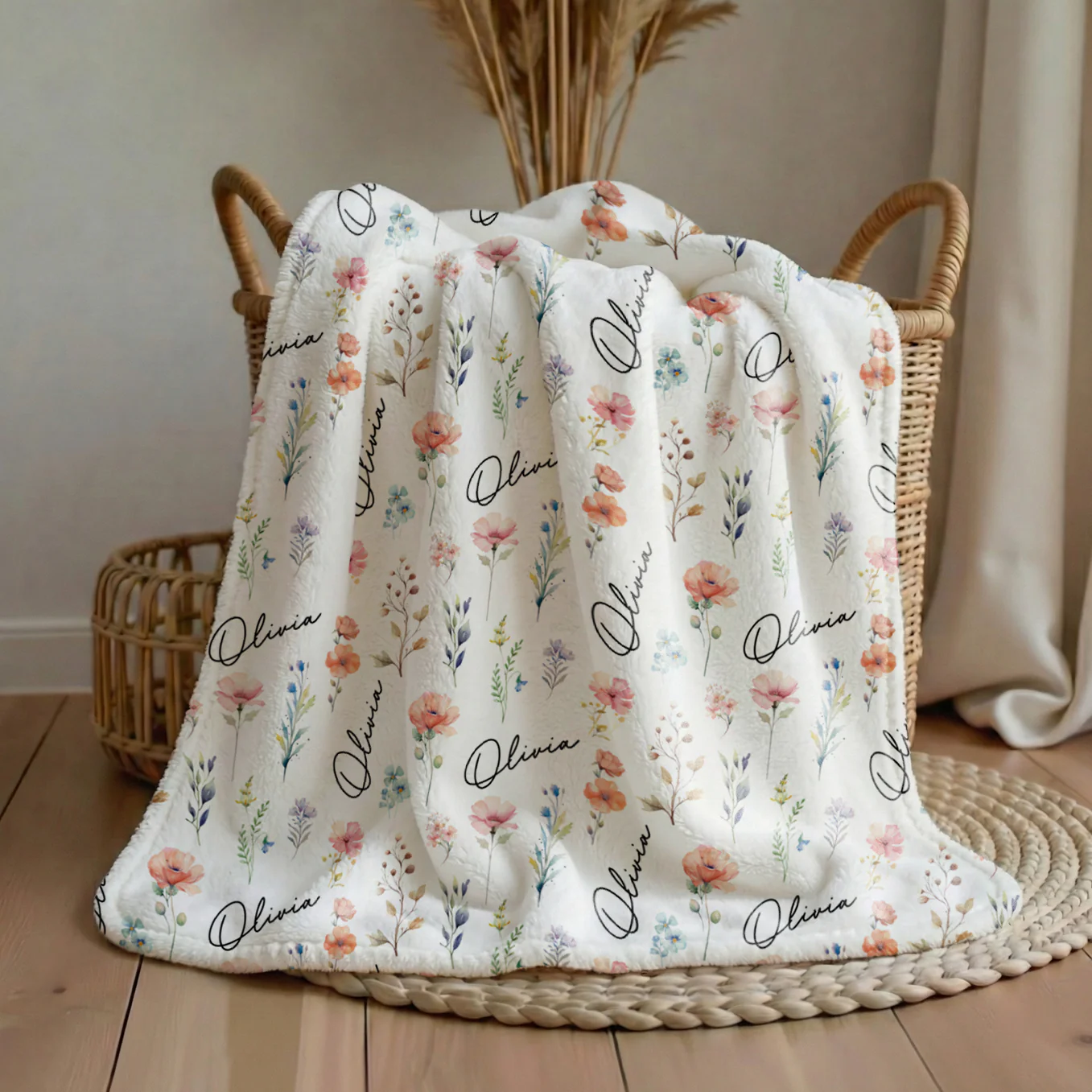 (US) Personalisierte Babydecke "Blümchen" - Image 5
