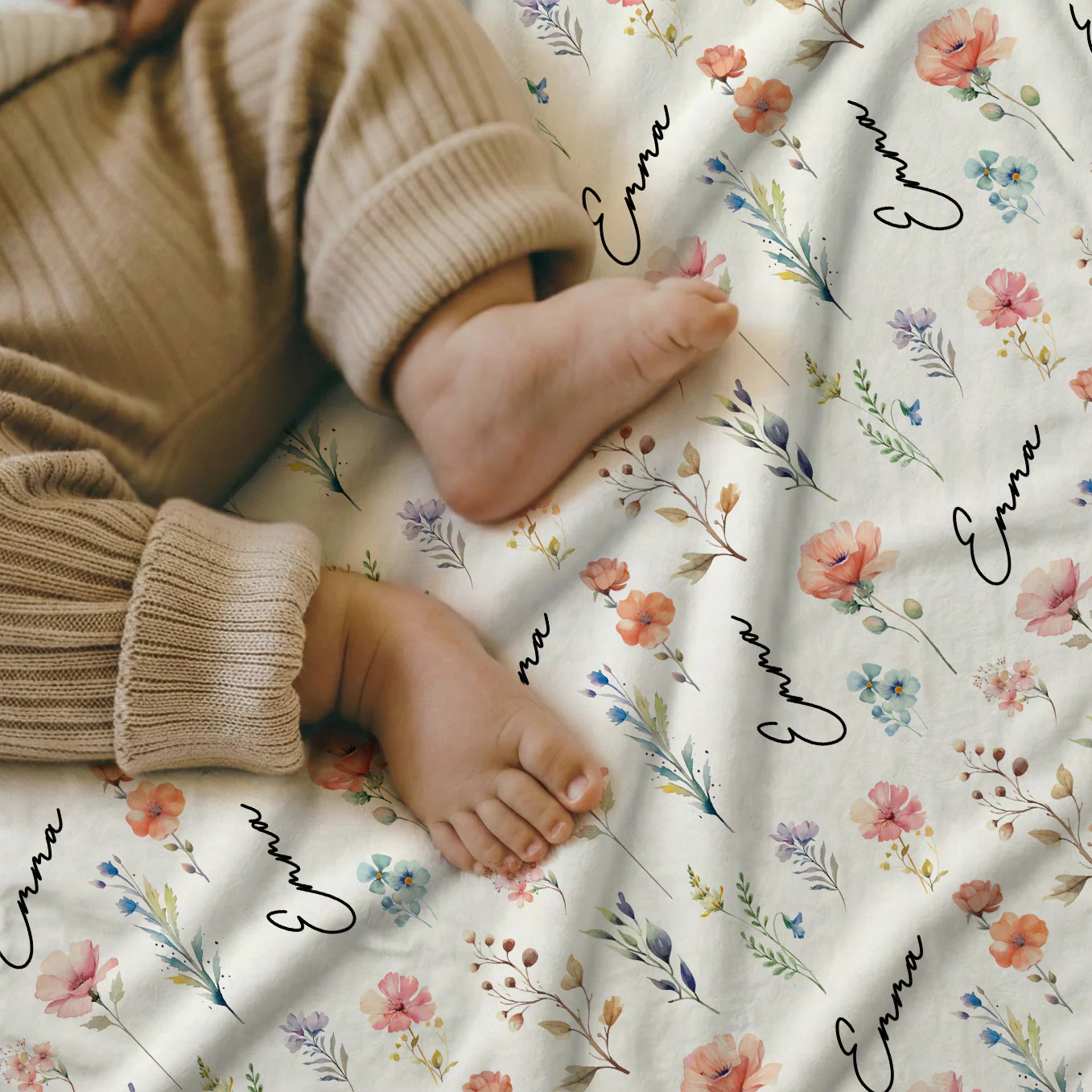 (US) Personalisierte Babydecke "Blümchen" - Image 7