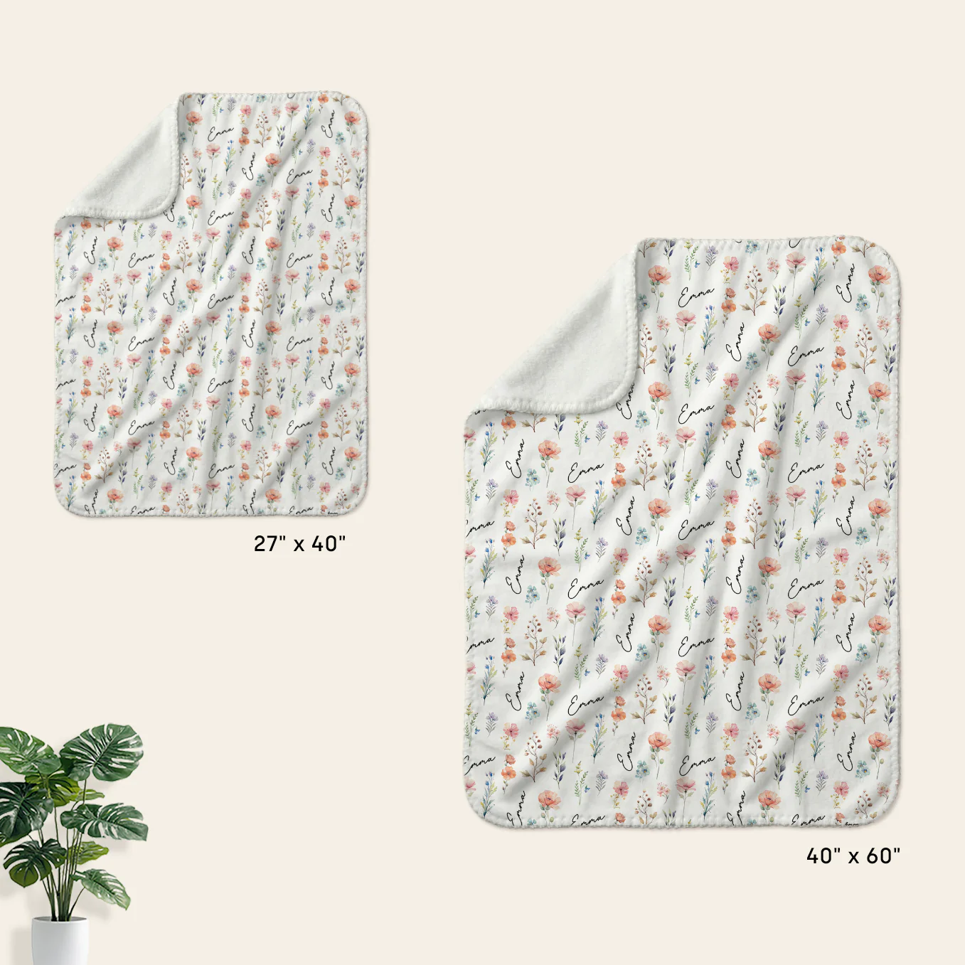(US) Personalisierte Babydecke "Blümchen" - Image 9