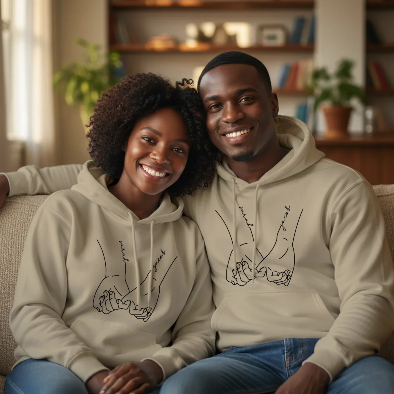 (US) Personalisierte Partnerlook Hoodies "Hand in Hand" - Image 4