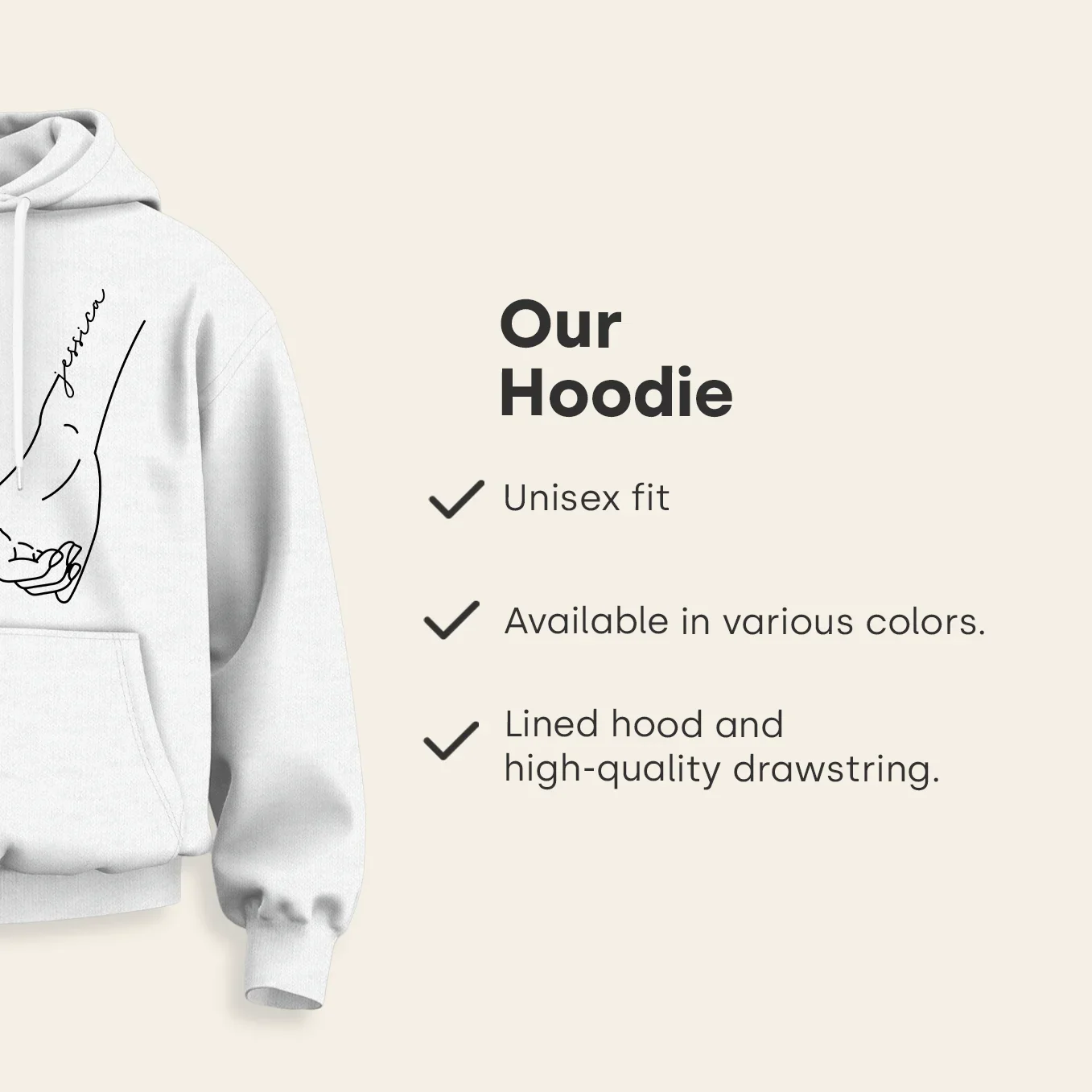(US) Personalisierte Partnerlook Hoodies "Hand in Hand" - Image 7