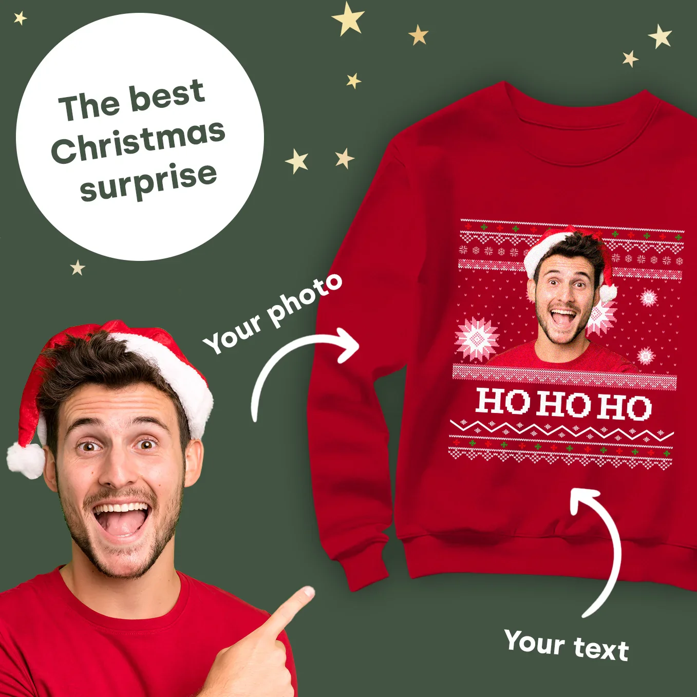 (US) Personalisierter Christmas Sweater "Ho Ho Ho" - Image 2