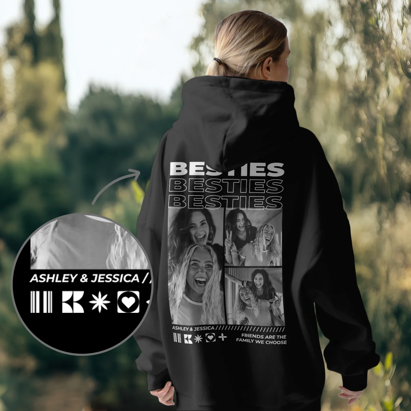 (US) Personalisierter Hoodie "Besties"