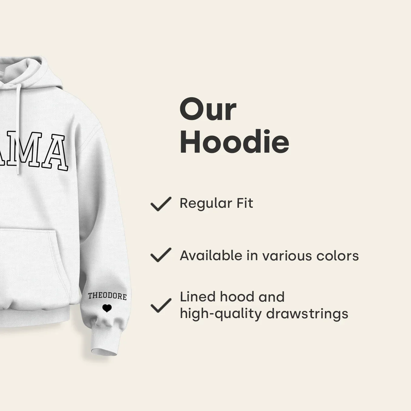(US) Personalisierter Hoodie "MAMA" mit Ärmeldruck - Image 12