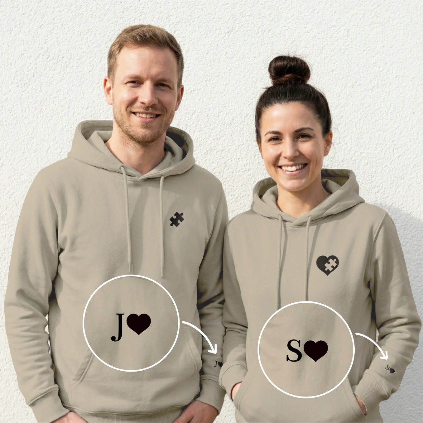 (US) Personalisierter Hoodie "Puzzlestück"