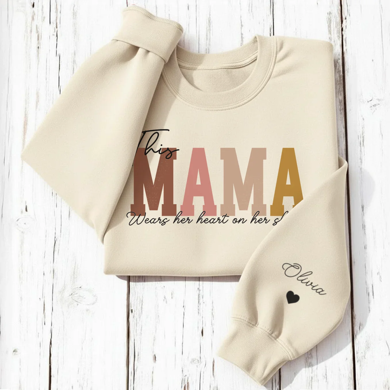 (US) Personalisierter Mama Sweater mit Ärmeldruck - Image 10