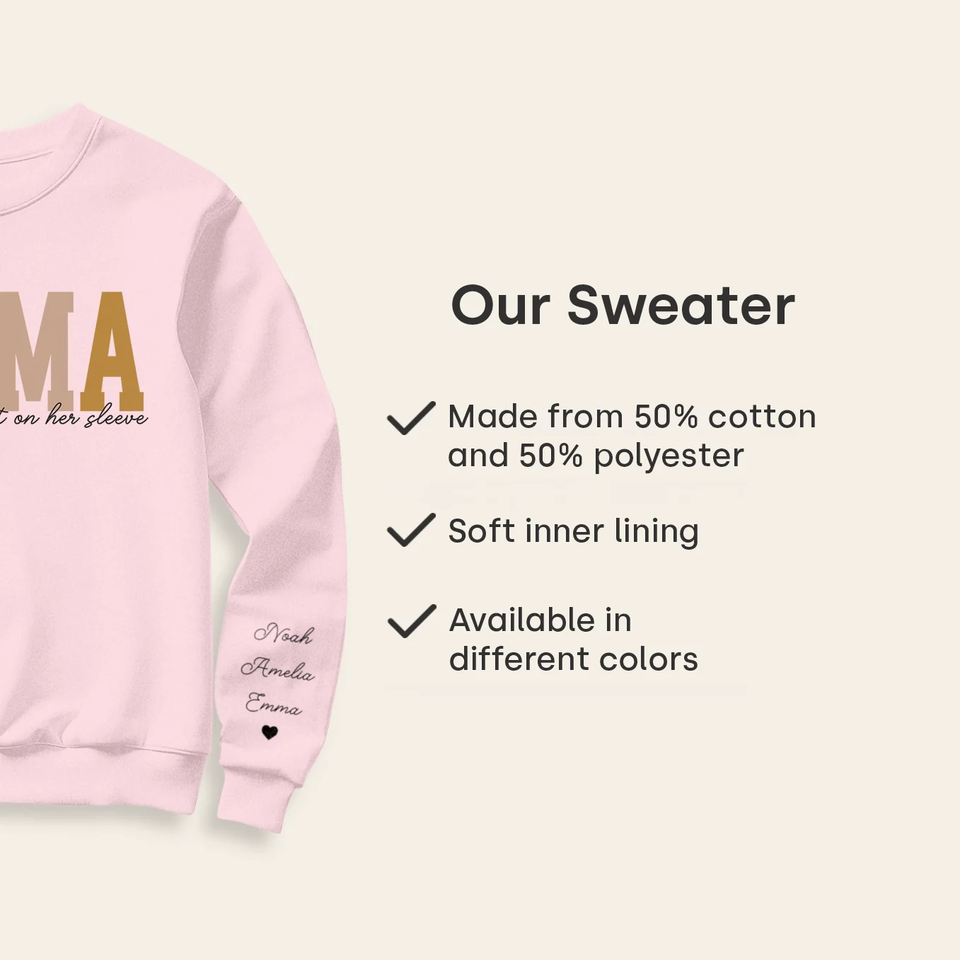 (US) Personalisierter Mama Sweater mit Ärmeldruck - Image 12