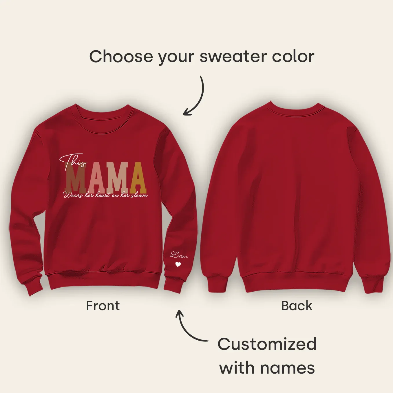 (US) Personalisierter Mama Sweater mit Ärmeldruck - Image 7