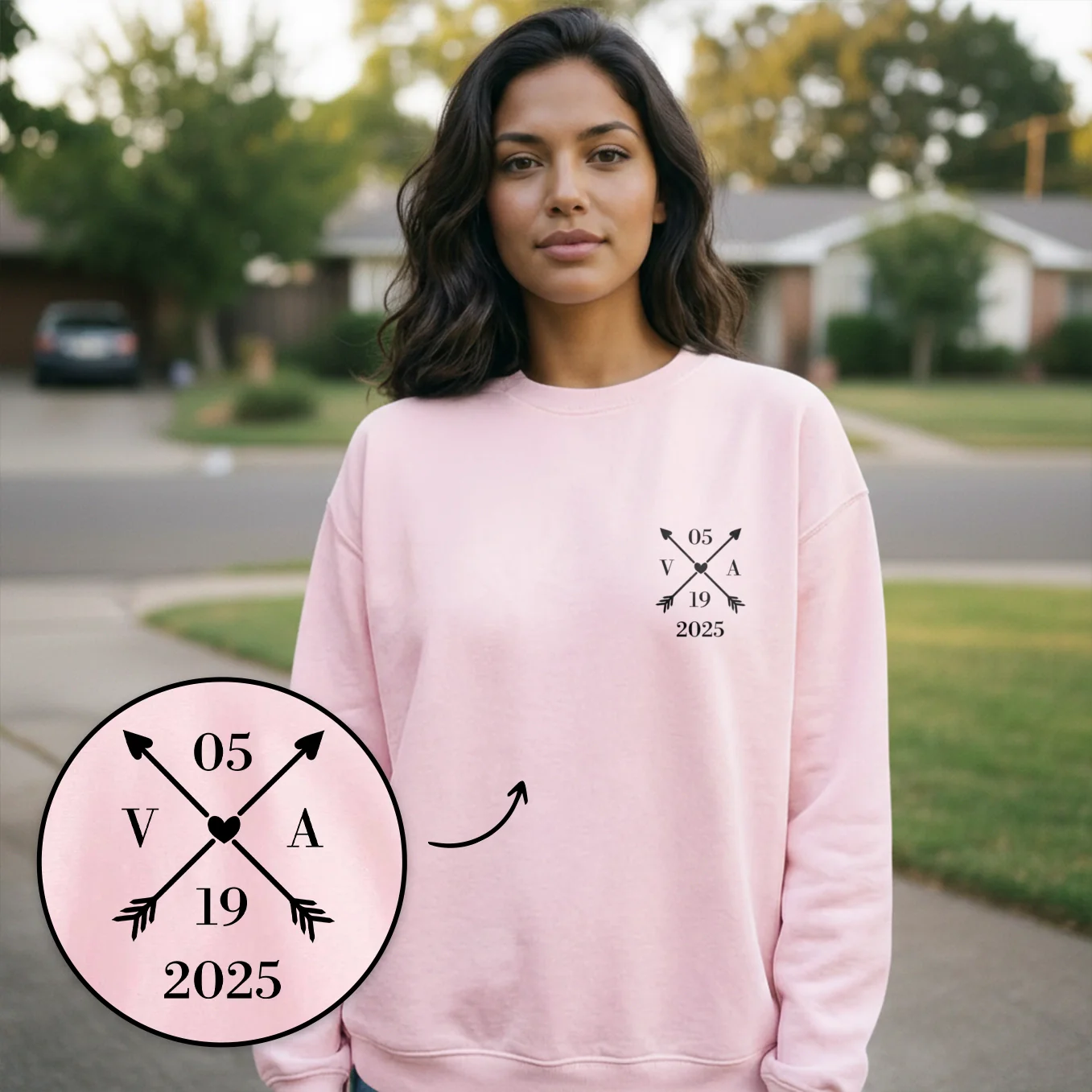 (US) Personalisierter Sweater Herz & Datum