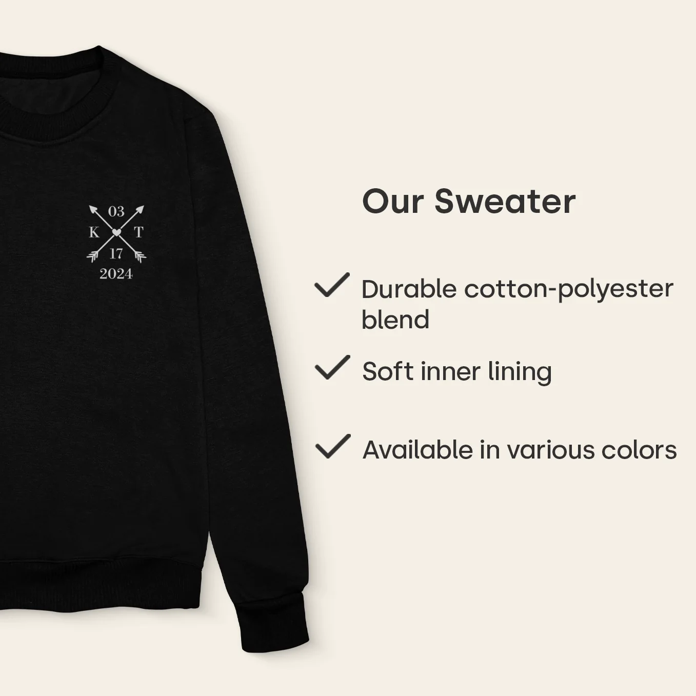 (US) Personalisierter Sweater Herz & Datum - Image 9