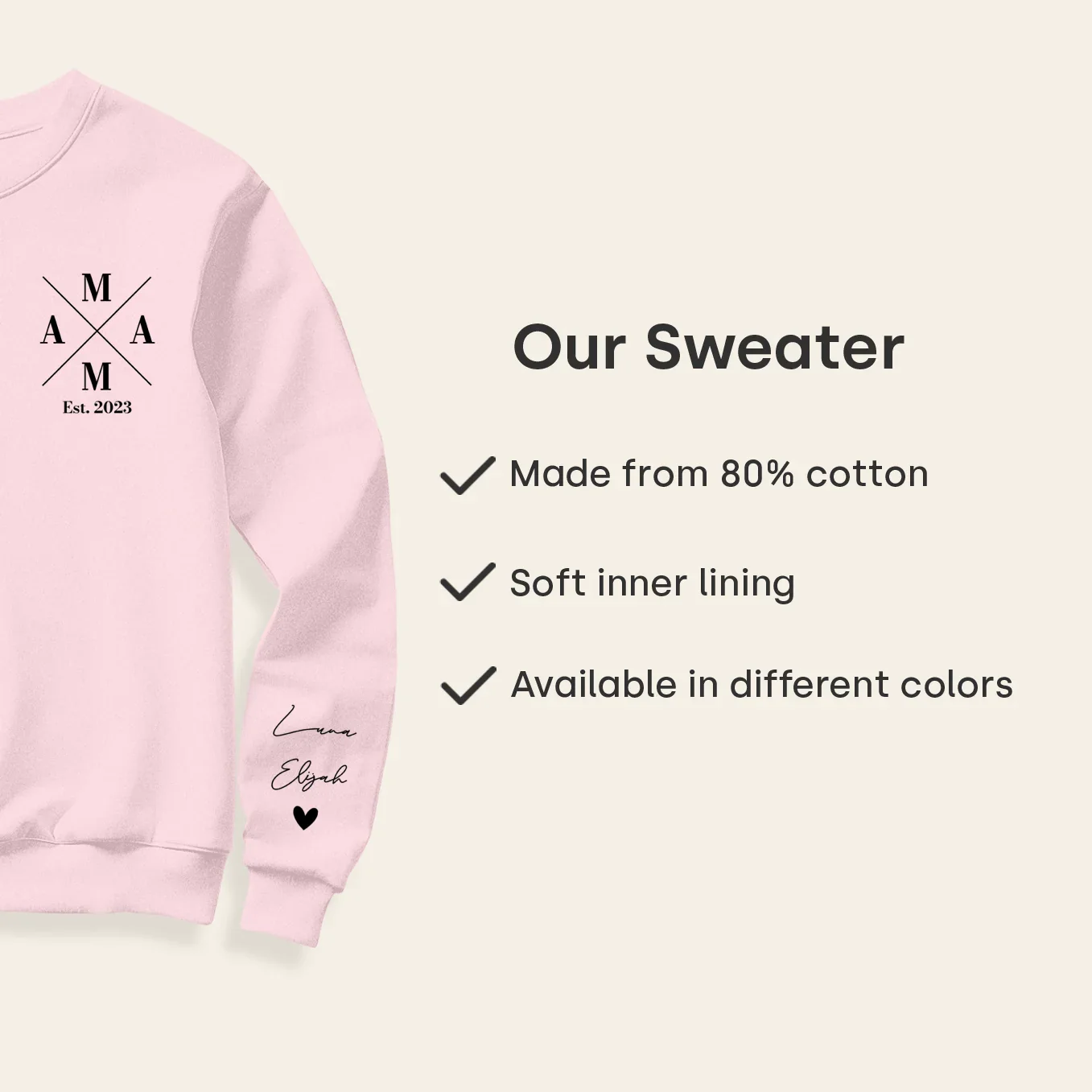 (US) Personalisierter Sweater "Mama Cross" mit Ärmeldruck - Image 13