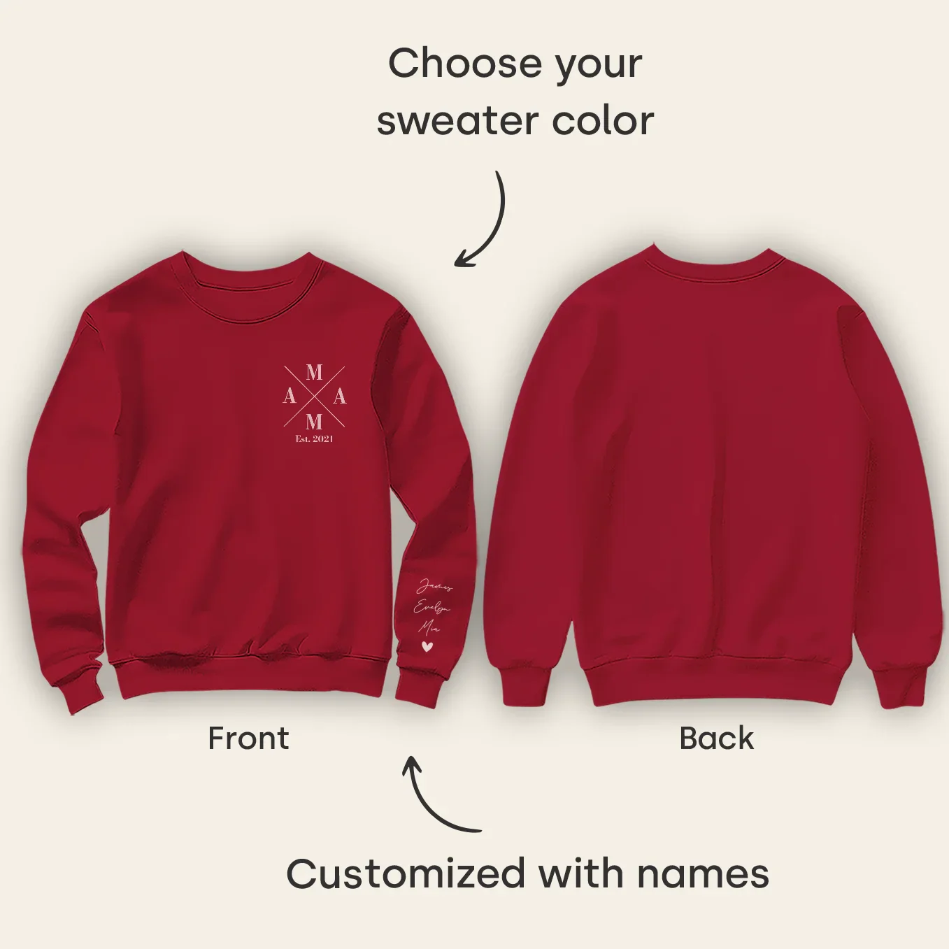 (US) Personalisierter Sweater "Mama Cross" mit Ärmeldruck - Image 8