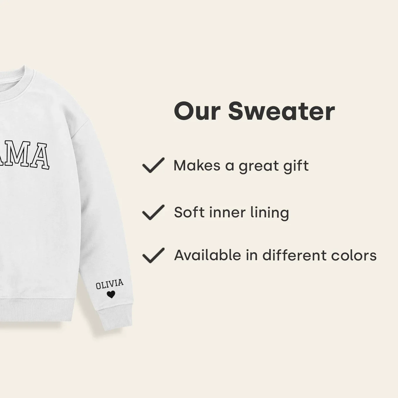 (US) Personalisierter Sweater "MAMA" mit Ärmeldruck - Image 12