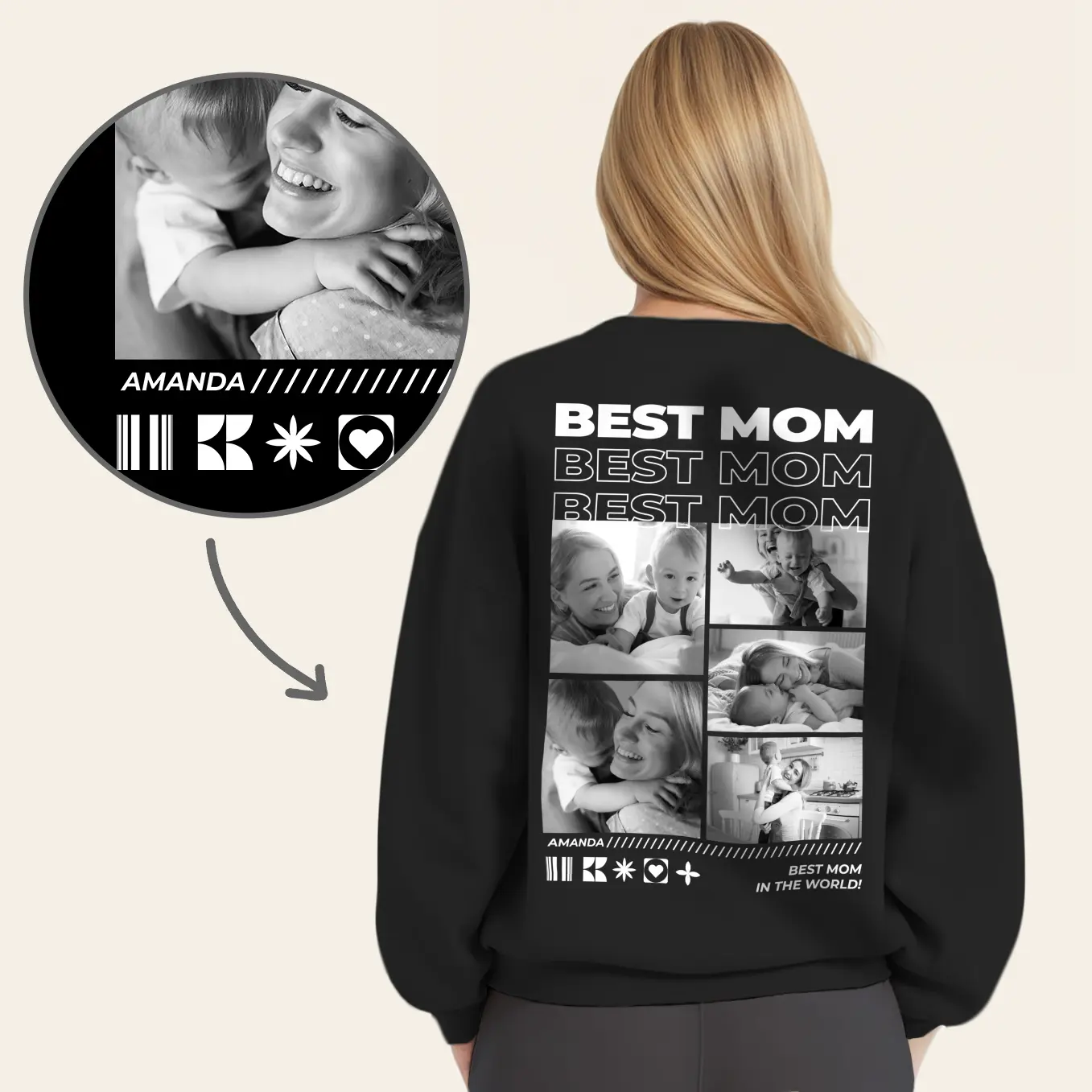(US) Personalisierter Sweater "Mama" mit Fotos - Image 3
