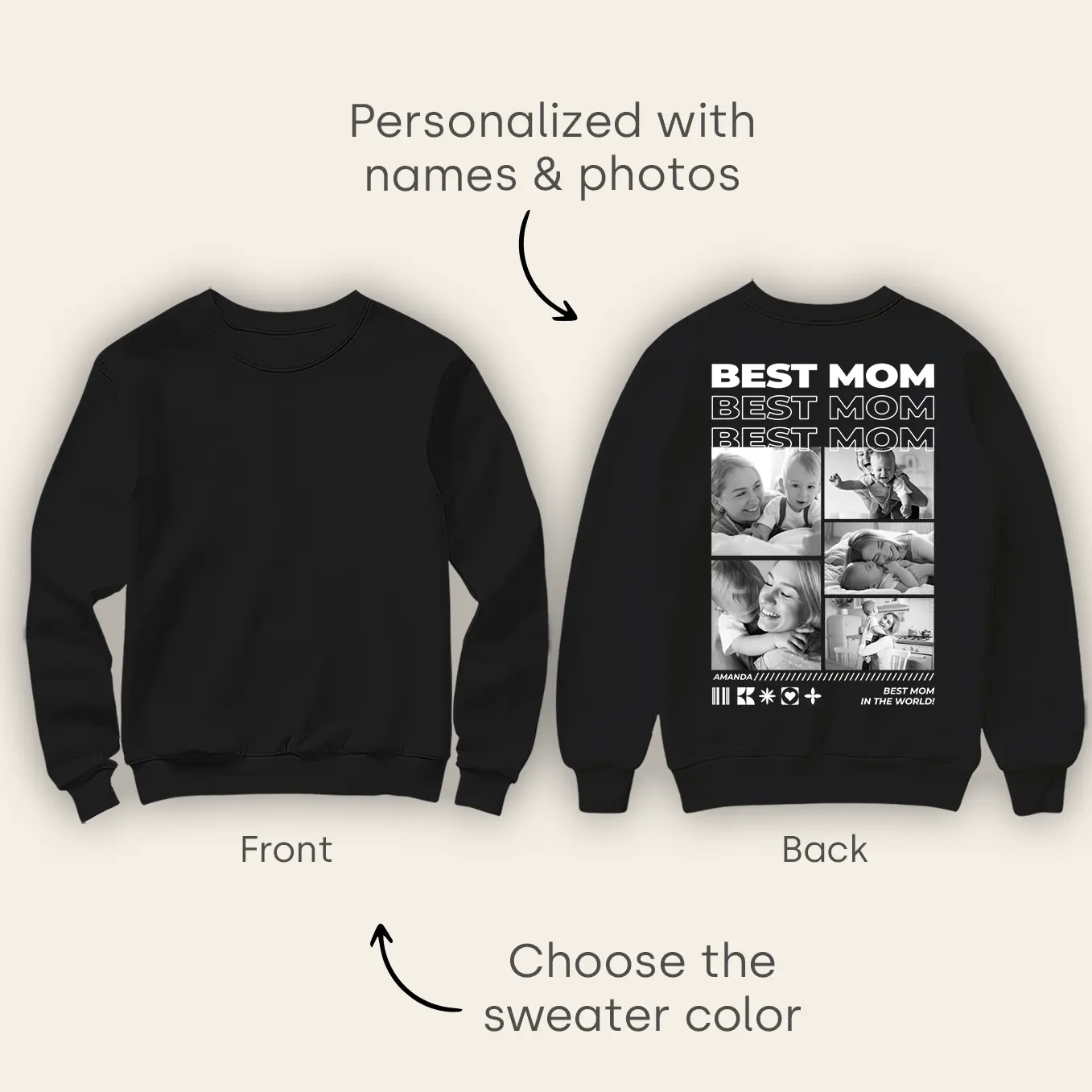 (US) Personalisierter Sweater "Mama" mit Fotos - Image 7