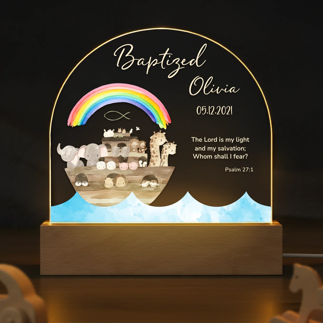 (US) Personalisiertes Acryl-Licht Taufe "Arche”