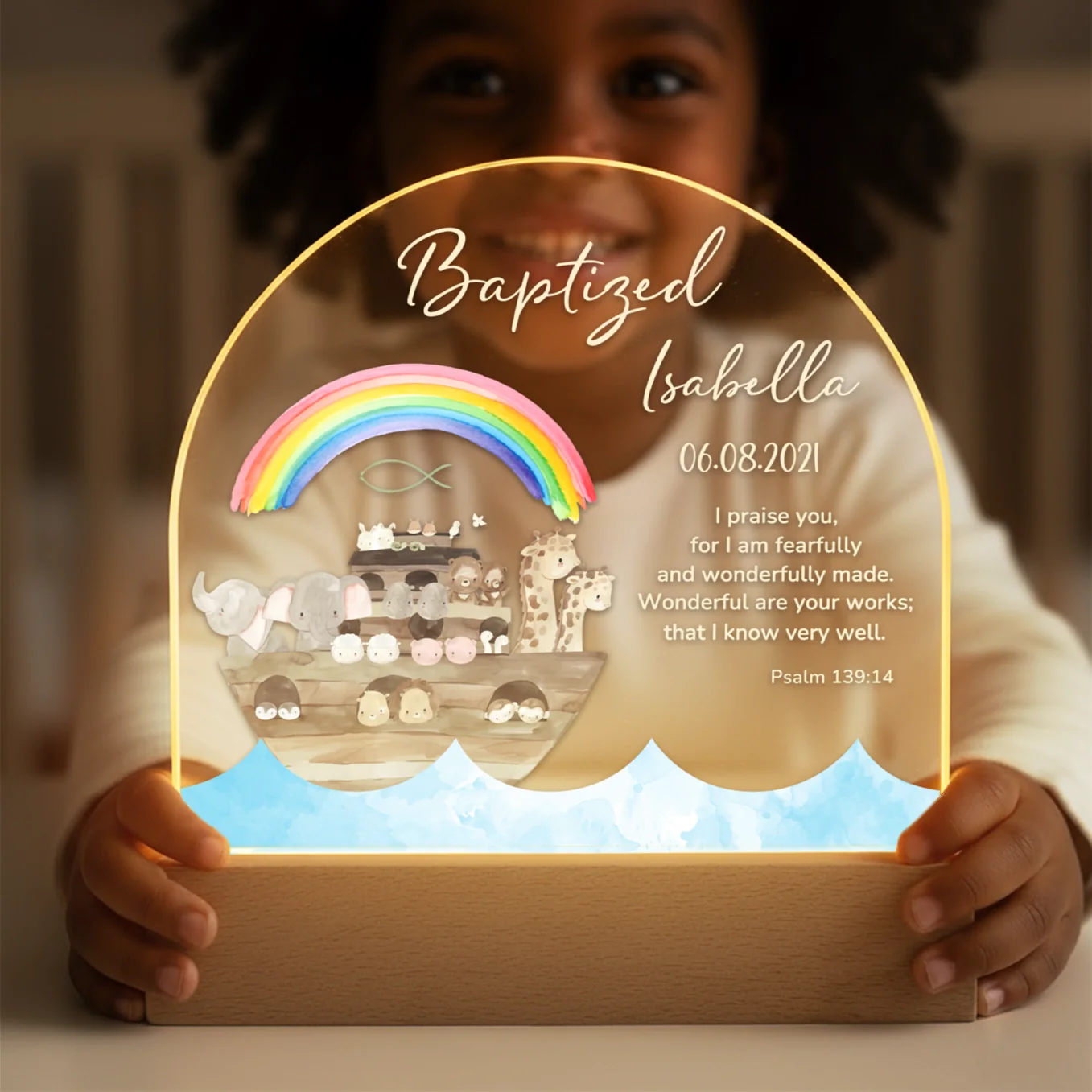 (US) Personalisiertes Acryl-Licht Taufe "Arche” - Image 4