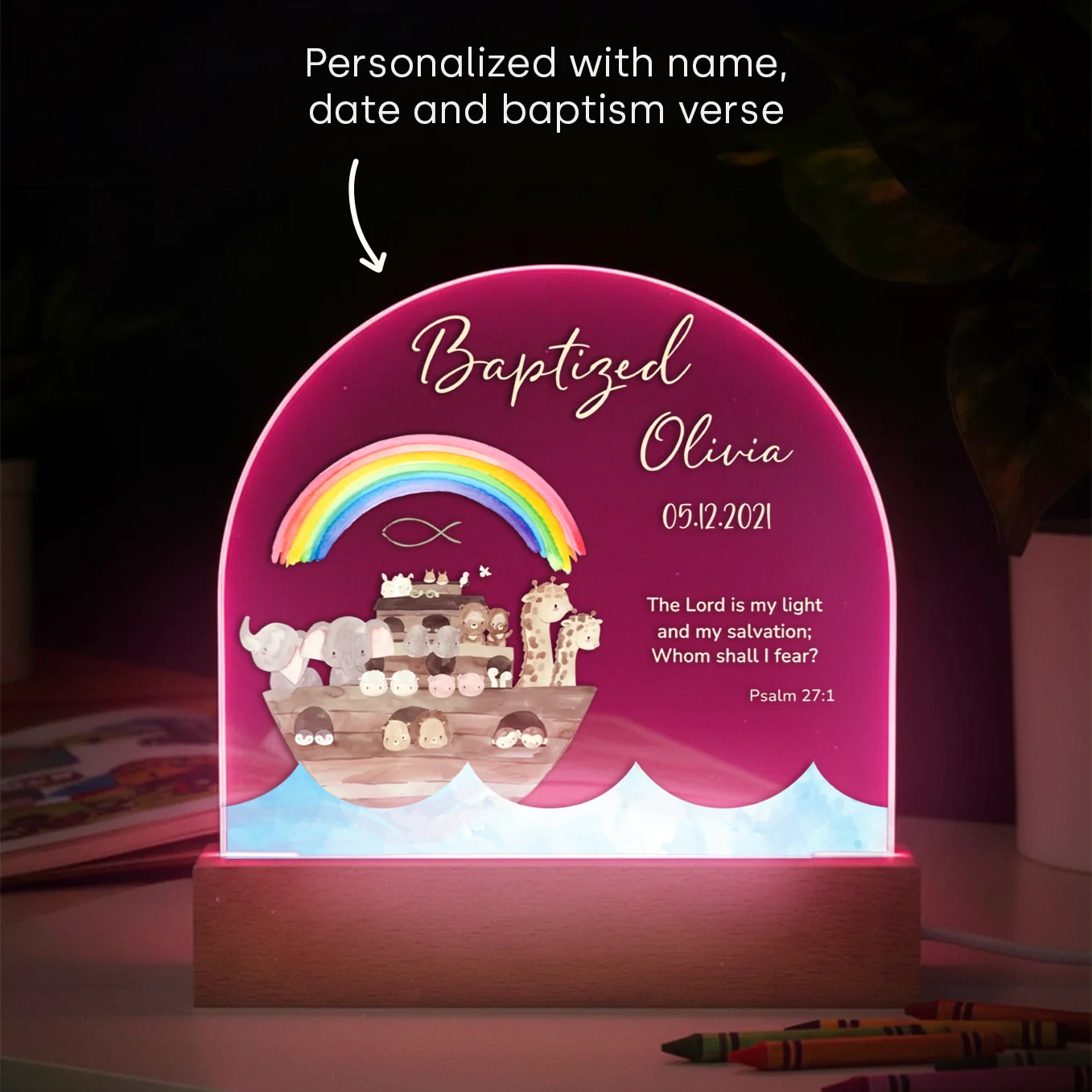 (US) Personalisiertes Acryl-Licht Taufe "Arche” - Image 7
