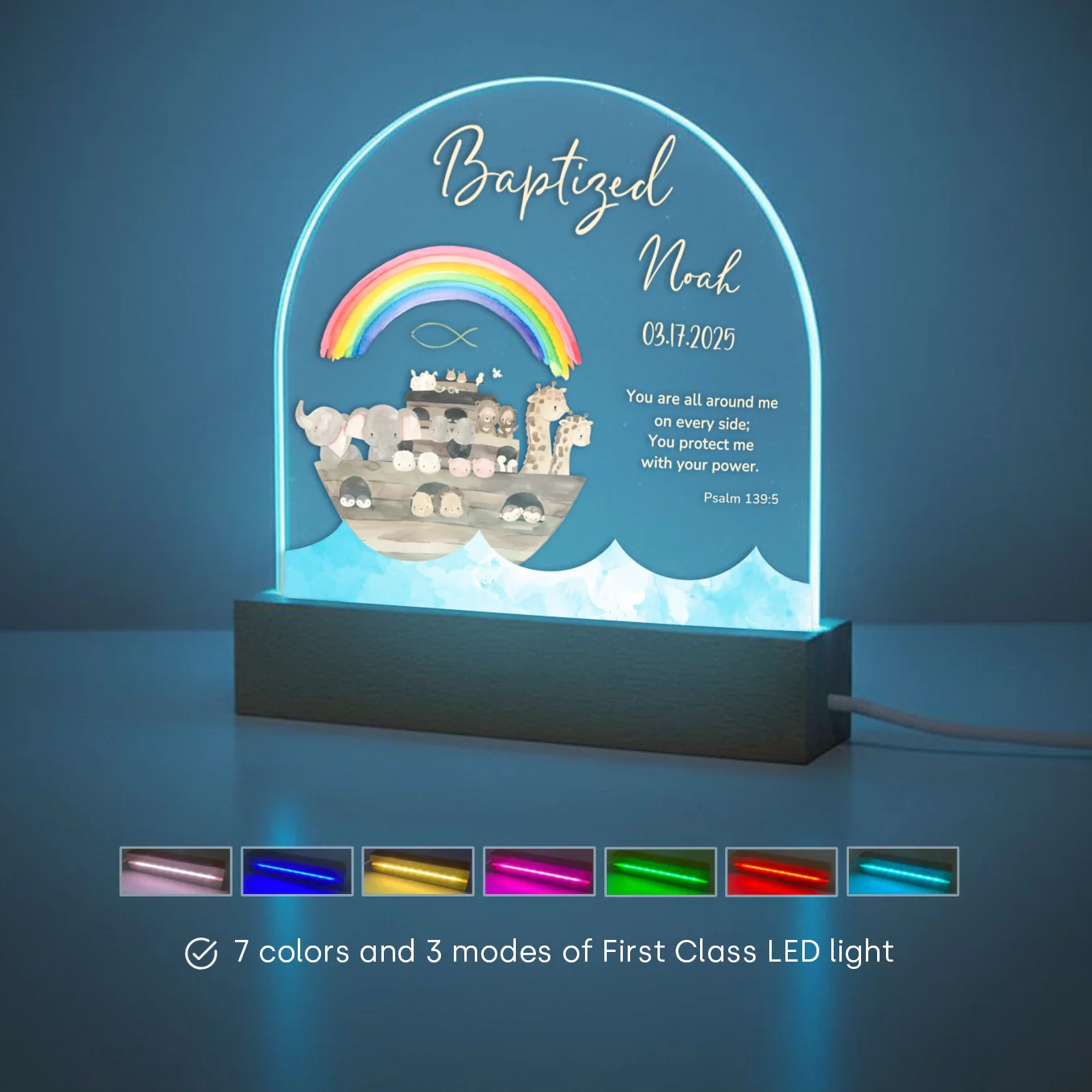 (US) Personalisiertes Acryl-Licht Taufe "Arche” - Image 8