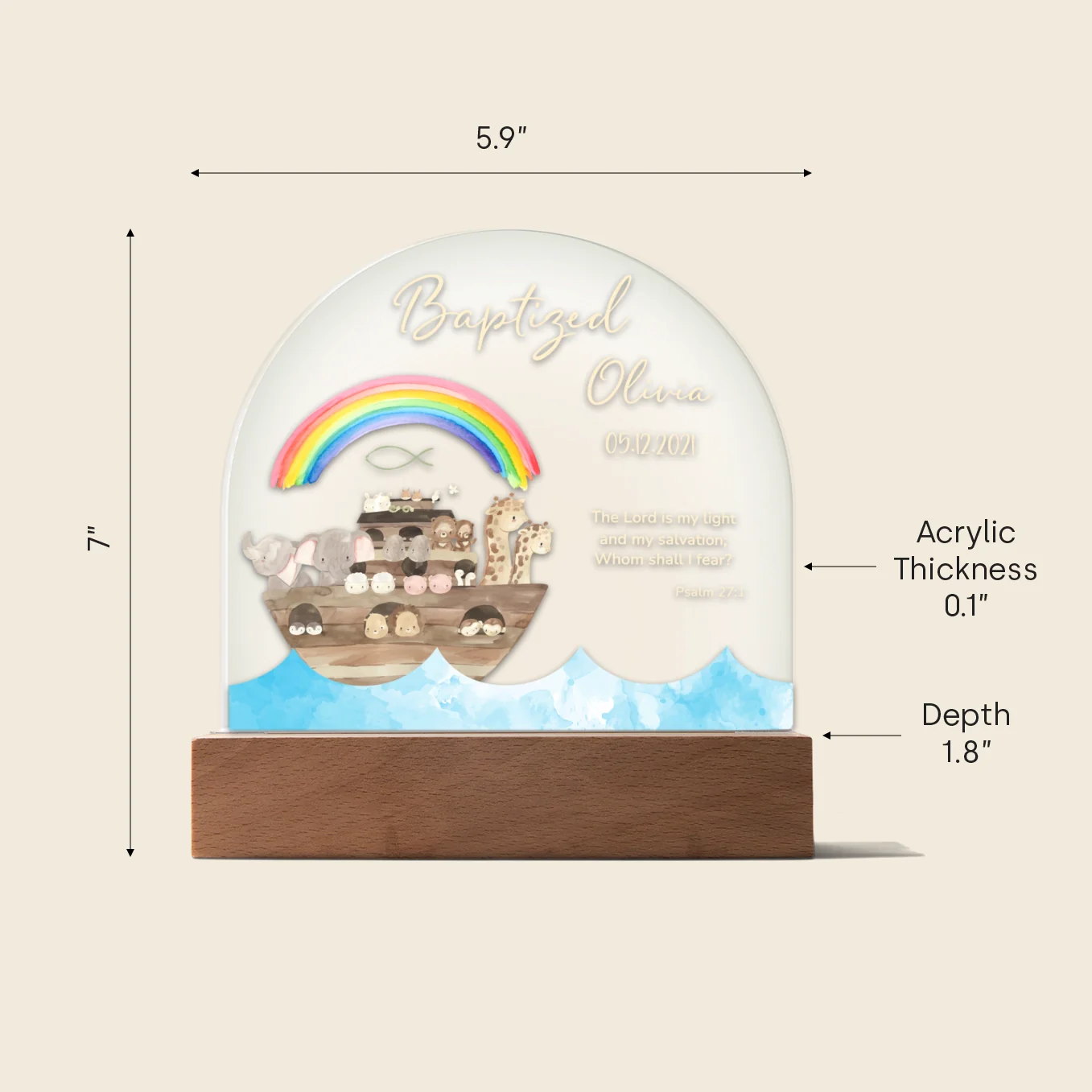 (US) Personalisiertes Acryl-Licht Taufe "Arche” - Image 9