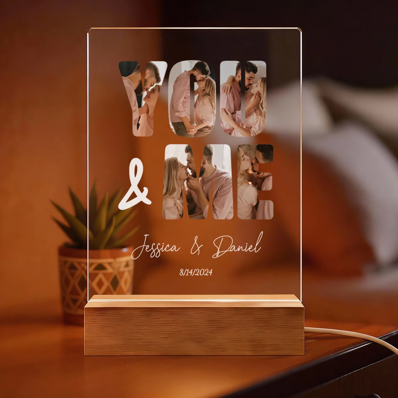 (US) Personalisiertes Acryl-Licht "You and Me" | Nachtlicht, Dekolicht, Glowlight