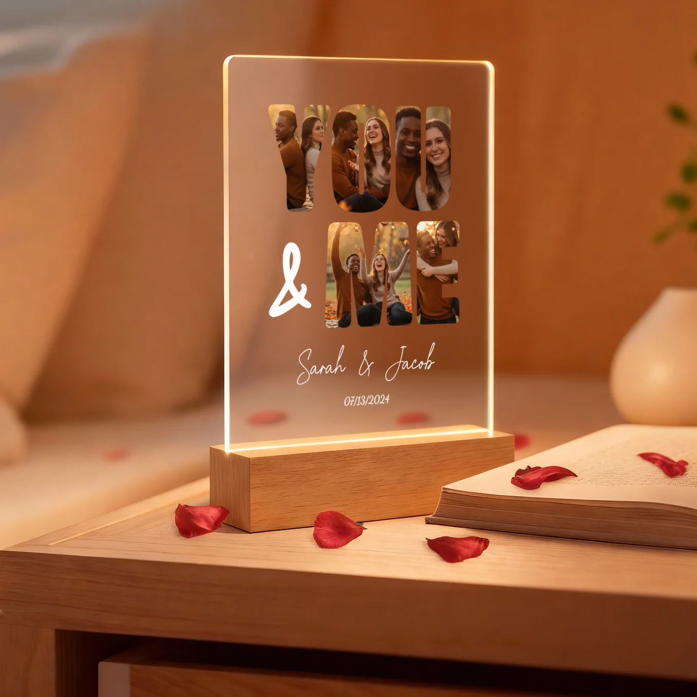 (US) Personalisiertes Acryl-Licht "You and Me" | Nachtlicht, Dekolicht, Glowlight - Image 2