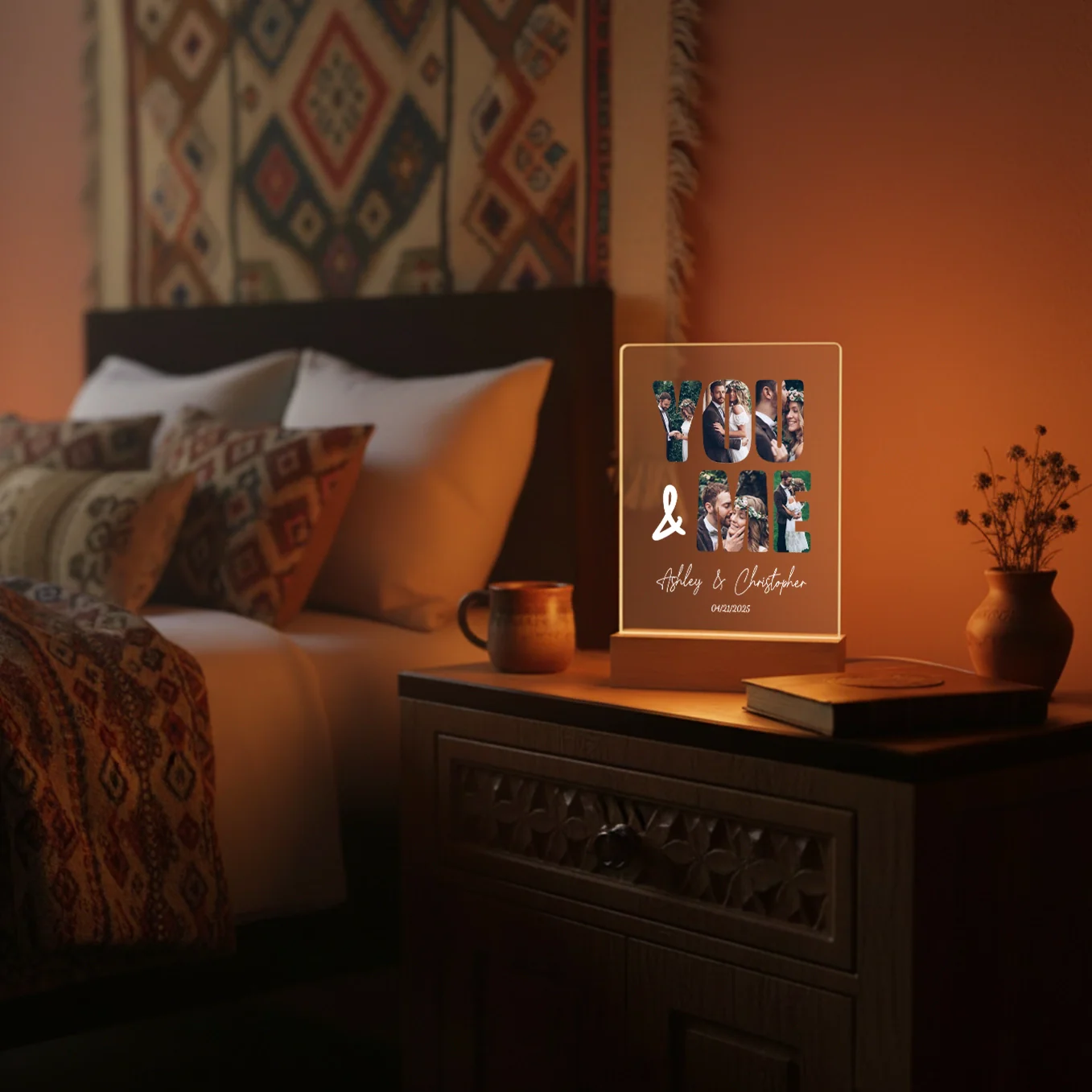 (US) Personalisiertes Acryl-Licht "You and Me" | Nachtlicht, Dekolicht, Glowlight - Image 4