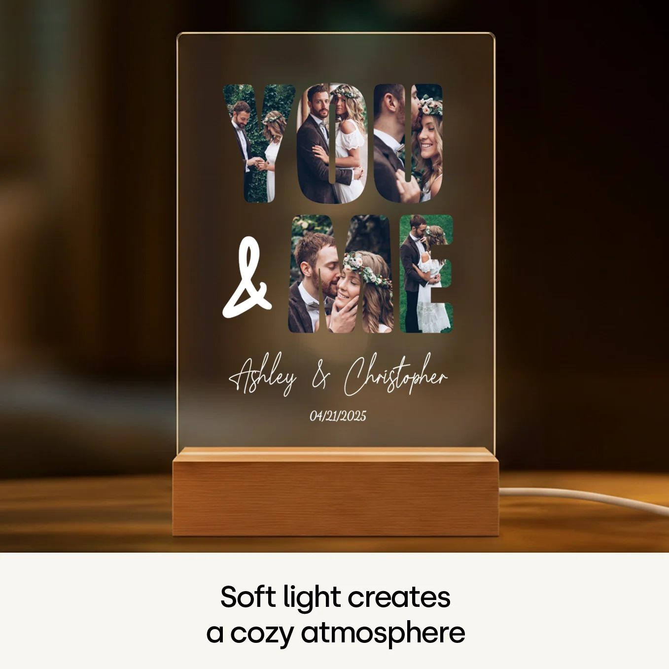 (US) Personalisiertes Acryl-Licht "You and Me" | Nachtlicht, Dekolicht, Glowlight - Image 6