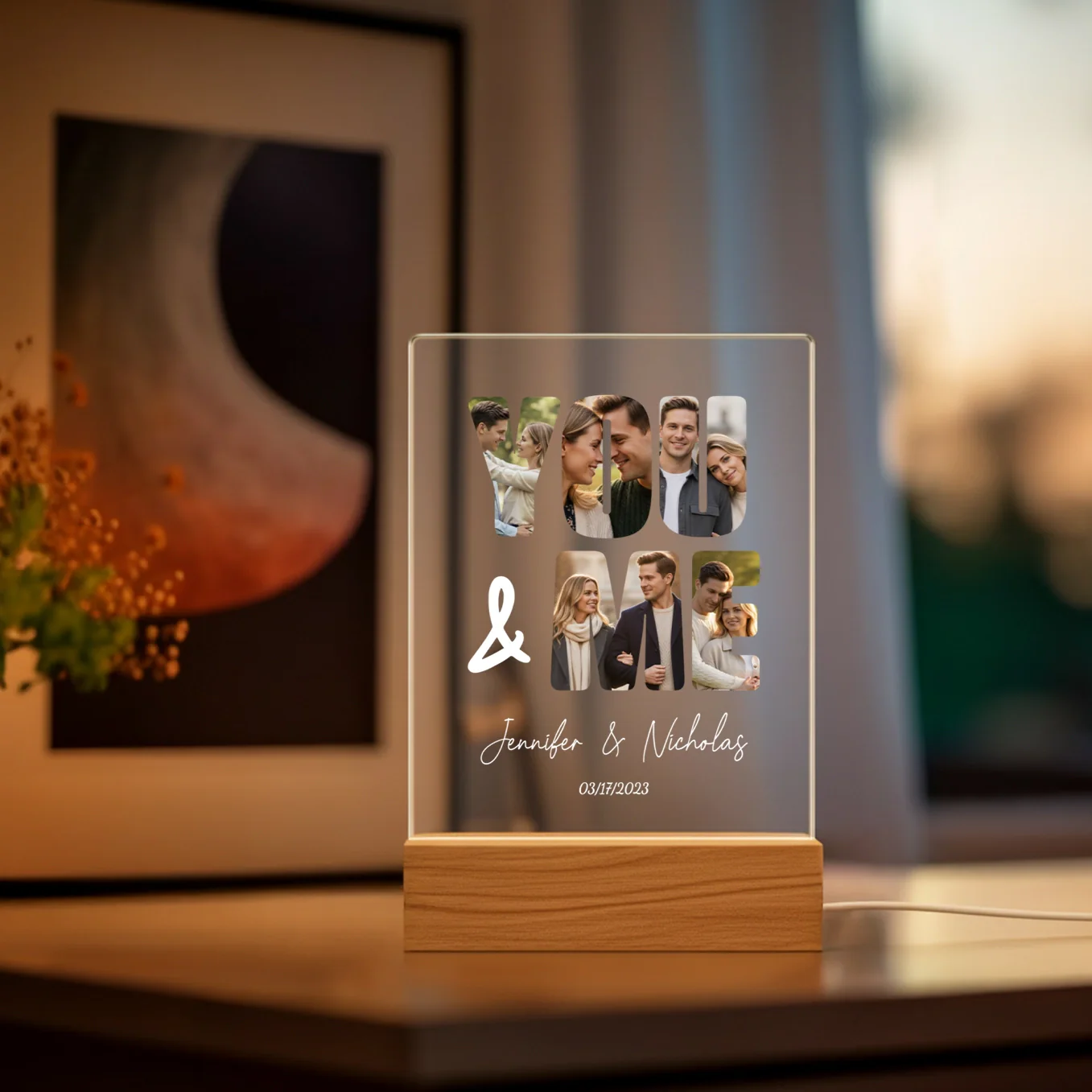 (US) Personalisiertes Acryl-Licht "You and Me" | Nachtlicht, Dekolicht, Glowlight - Image 8