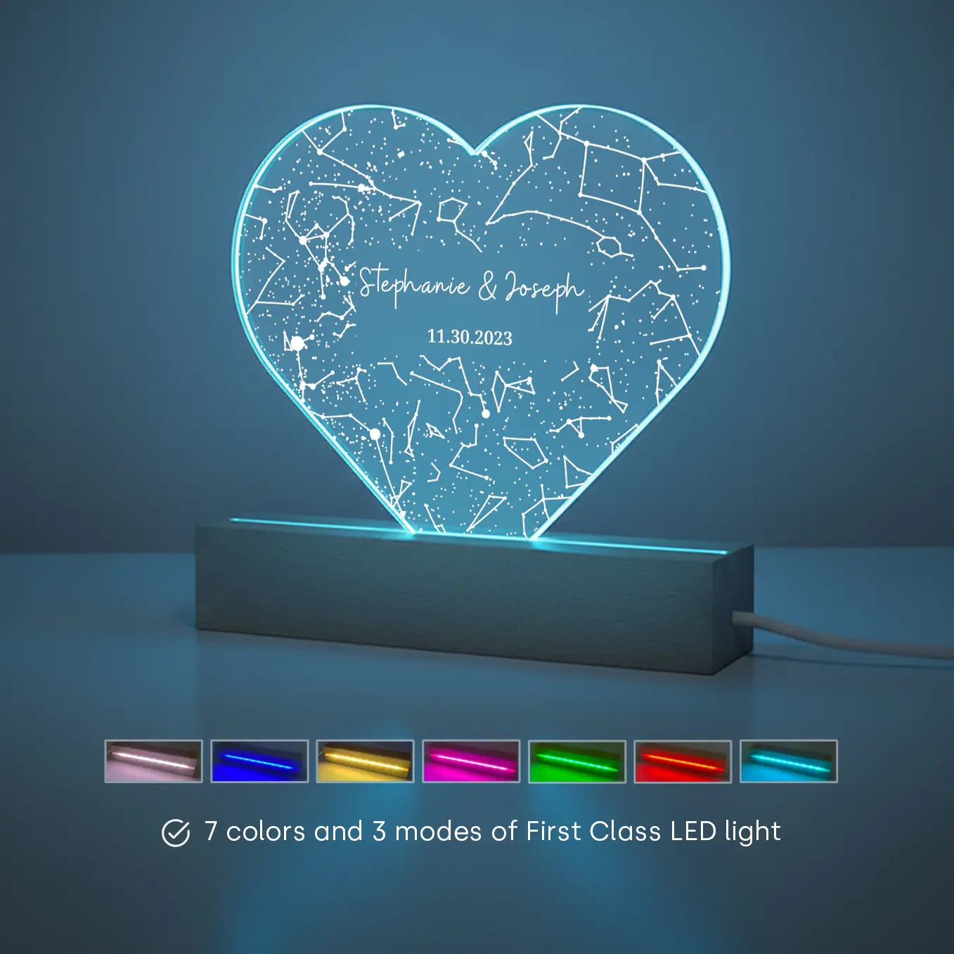 (US) Personalisiertes Herz Acryl-Licht ''Sternenhimmel'' - Image 10
