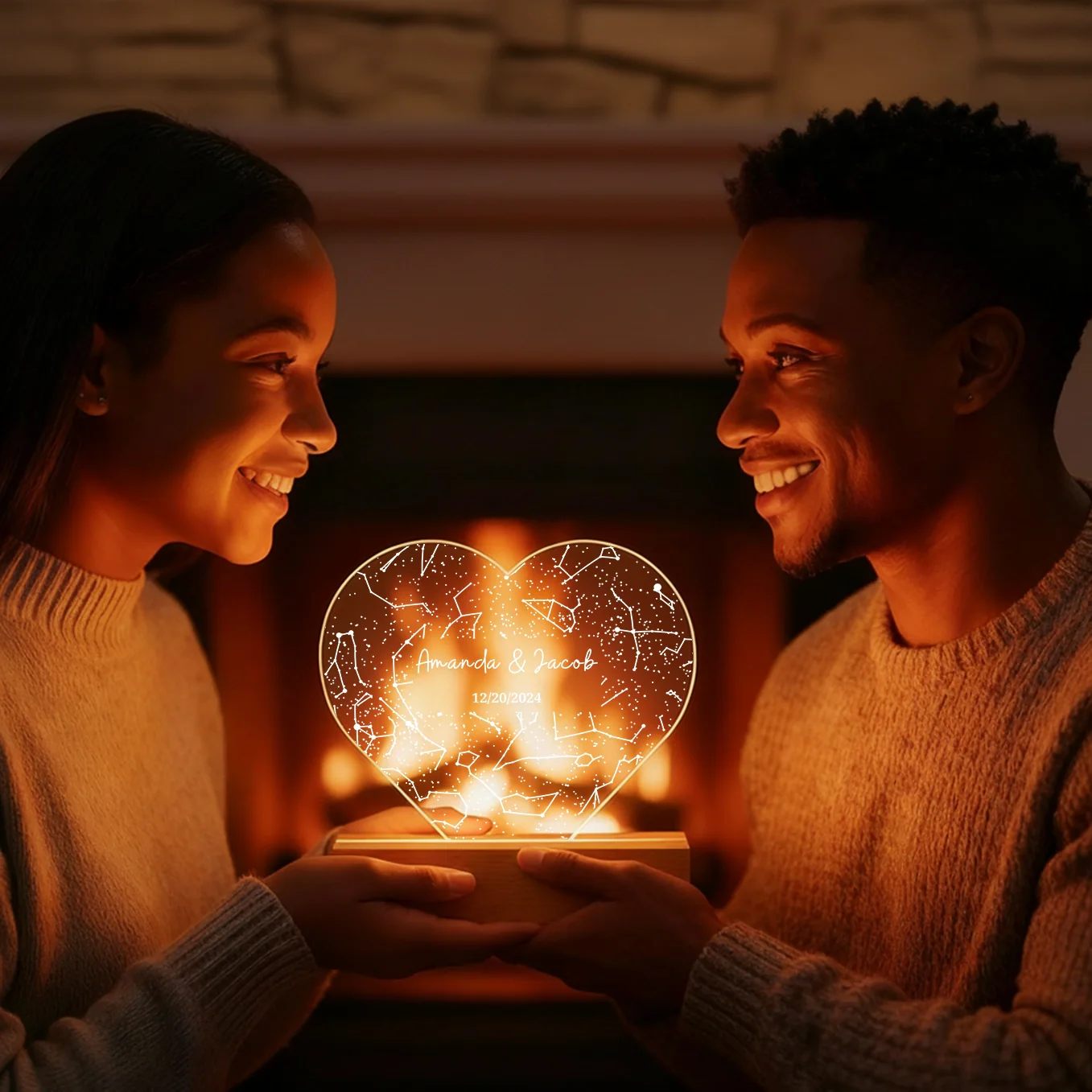 (US) Personalisiertes Herz Acryl-Licht ''Sternenhimmel'' - Image 11