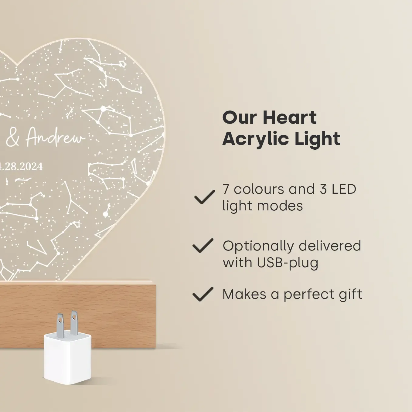 (US) Personalisiertes Herz Acryl-Licht ''Sternenhimmel'' - Image 9