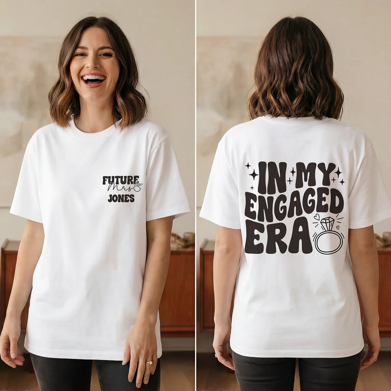 (US) Personalisiertes Oversized T-Shirt "In My Engaged Era"