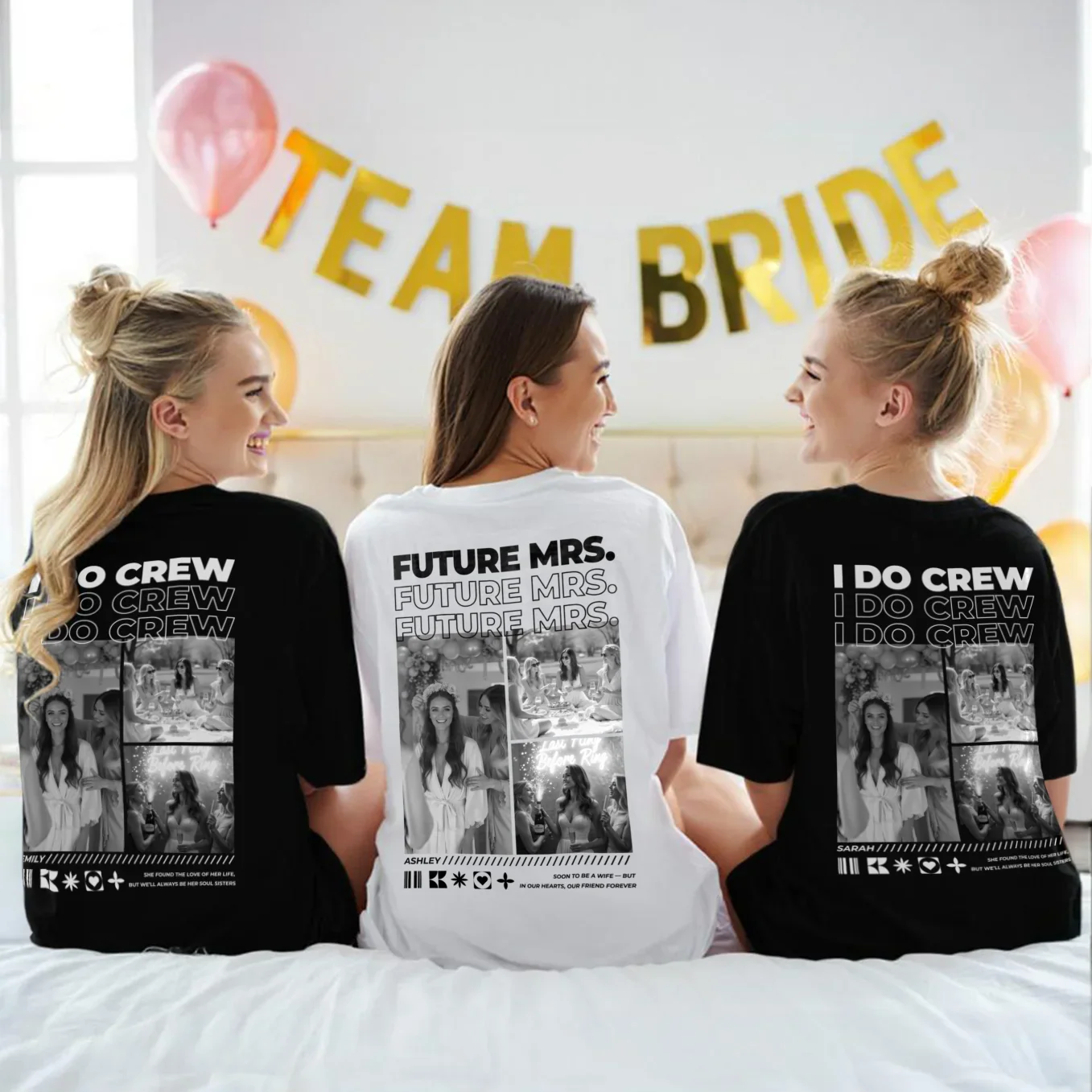 (US) Personalisiertes Oversized T-Shirt "Junggesellinnenabschied"