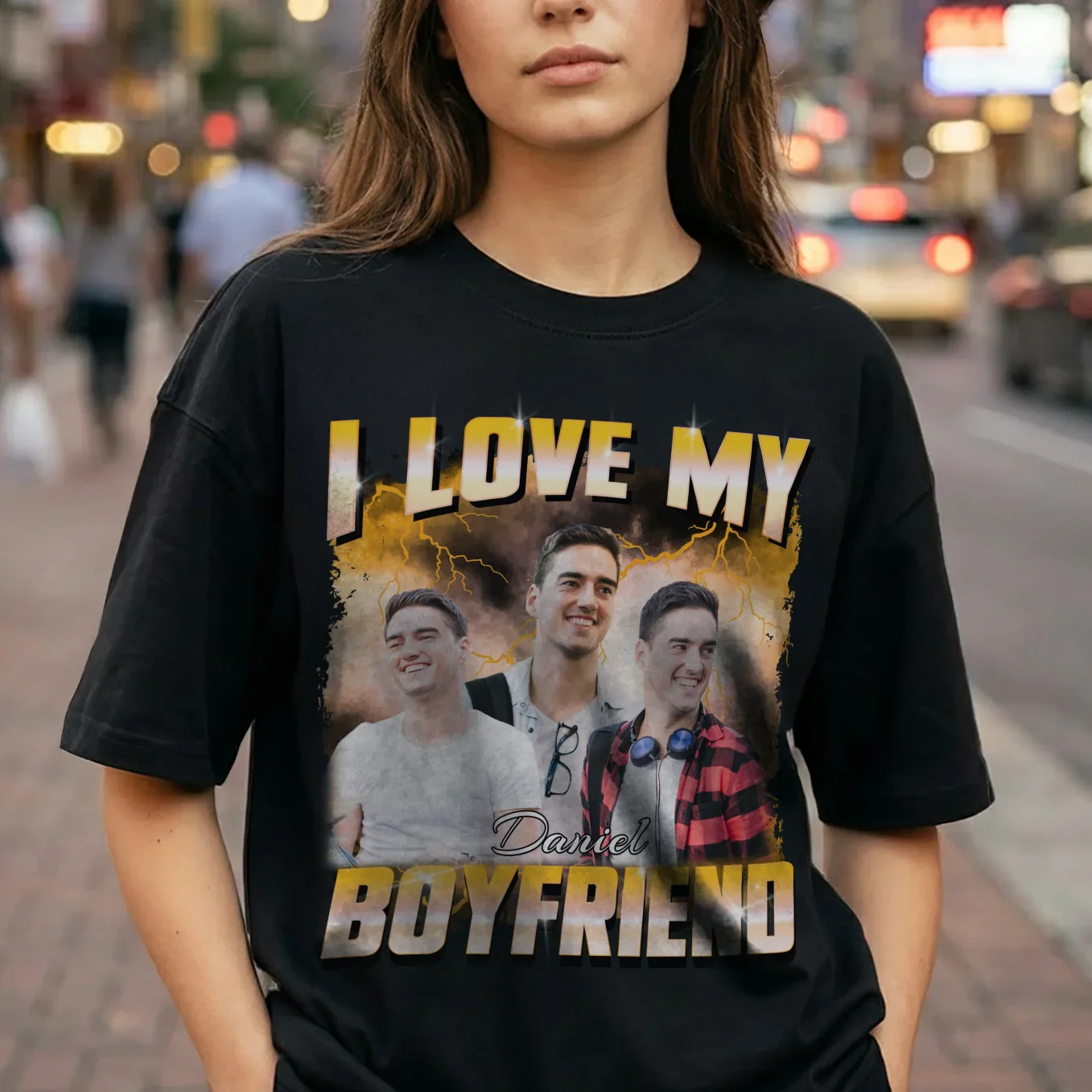 (US) Personalisiertes Oversized T-Shirt Vintage Bootleg "Girlfriend" - Image 10