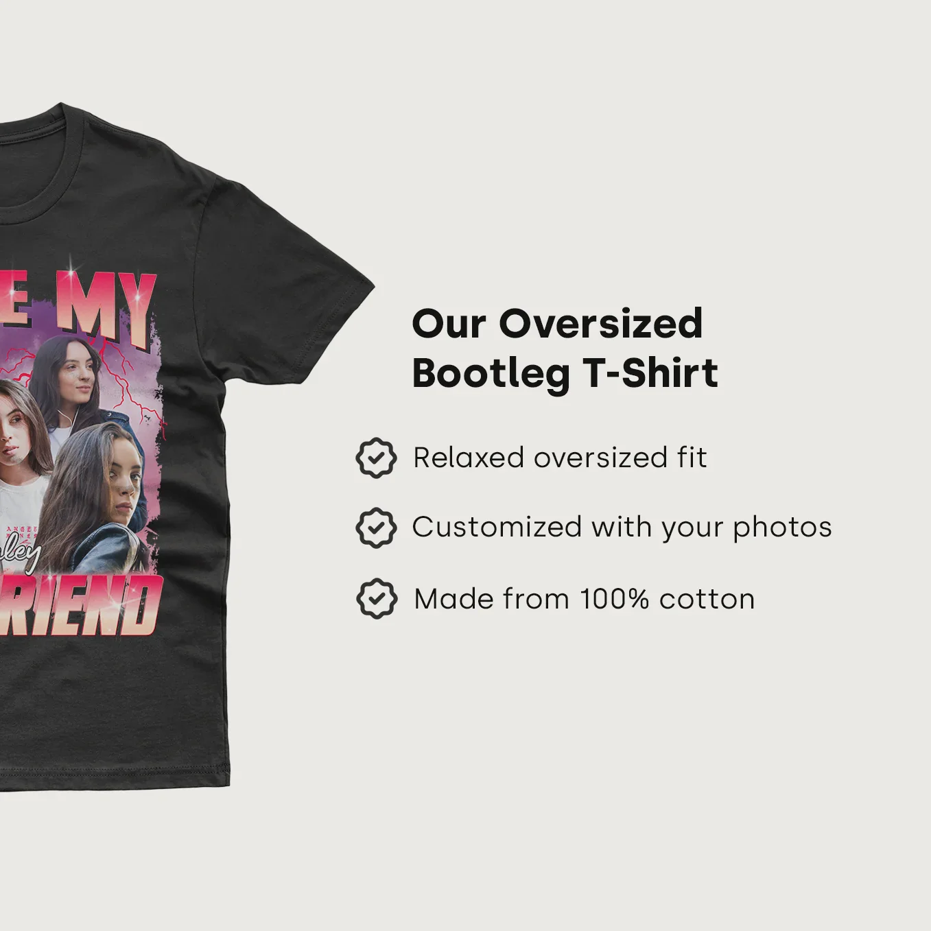 (US) Personalisiertes Oversized T-Shirt Vintage Bootleg "Girlfriend" - Image 11