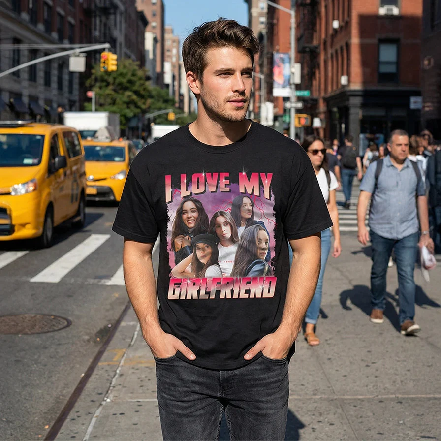 (US) Personalisiertes Oversized T-Shirt Vintage Bootleg "Girlfriend" - Image 12