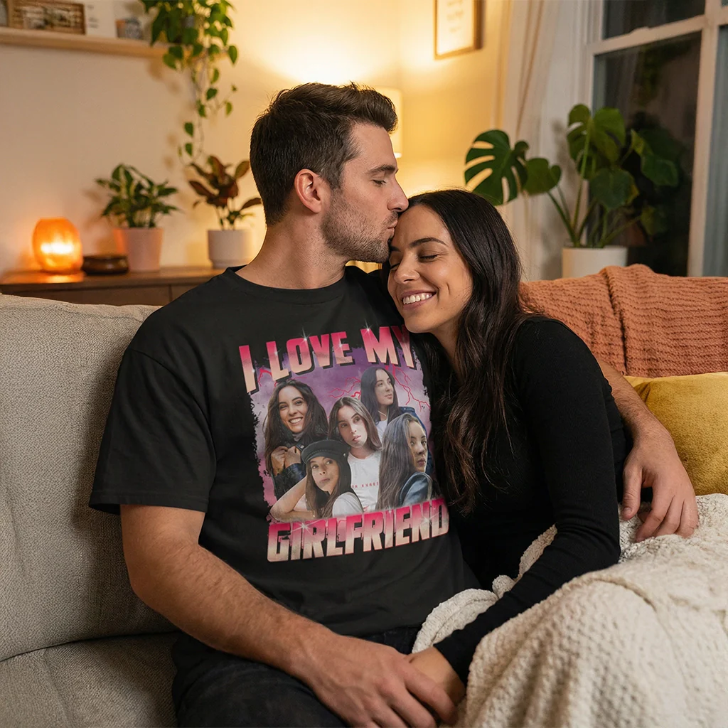 (US) Personalisiertes Oversized T-Shirt Vintage Bootleg "Girlfriend" - Image 2