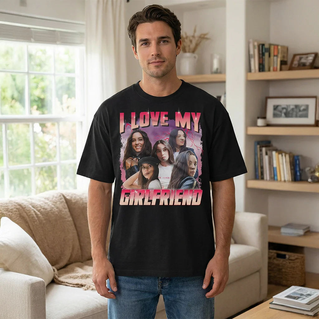 (US) Personalisiertes Oversized T-Shirt Vintage Bootleg "Girlfriend" - Image 5
